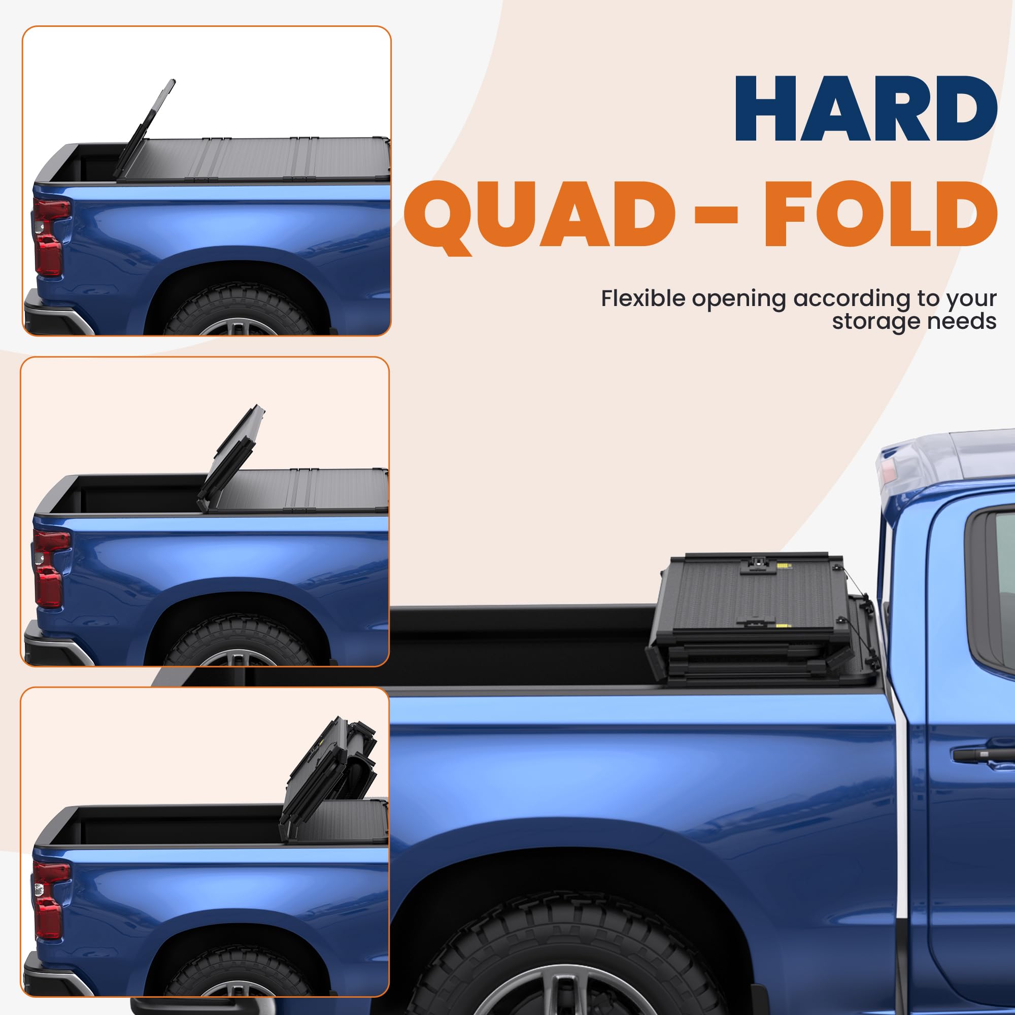 KUIPERAUTO 6.9FT Roll-Up Soft Vinyl Truck Bed Tonneau Cover Compatible for 20-24 Chevy Chevrolet Silverado/GMC Sierra 2500 3500
