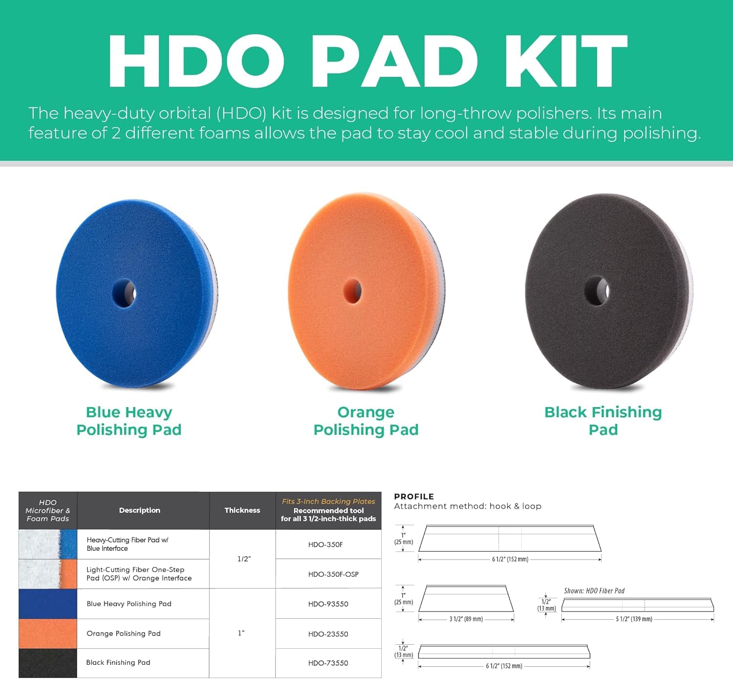 Lake Country Hdo Orange Foam Polishing Pad (1 Pack, 6.5   ) - Premium Heavy Duty Orbital Polishing Pads For Painted Surfaces. Fi