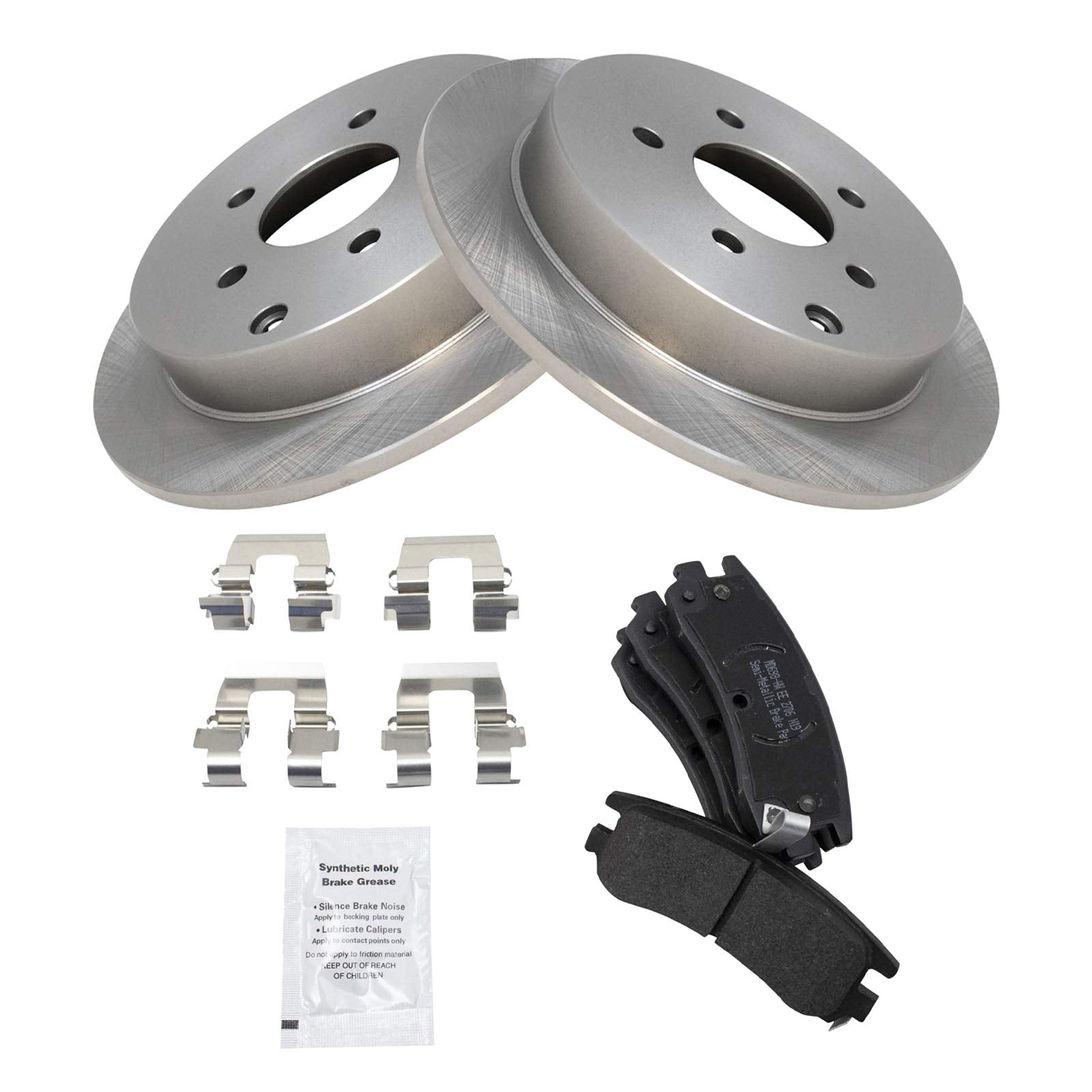 Trq Rear Brake Pad & Rotor Kit Brake Pads Brake Rotor Semi-Metallic Compatible With 2002-2007 Buick Rendezvous 2002-2004 Chevrol