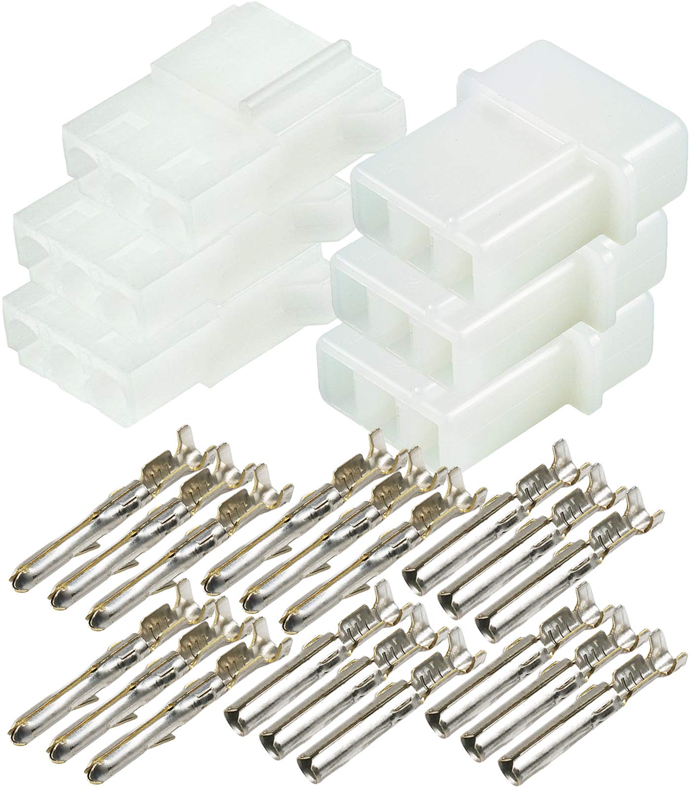 Strobe 3 Pin Connector Amp Power Supply Bulb Female Male Sockets Pin (18-24 Awg Wires) For Whelen (Pack Of 3 Set)