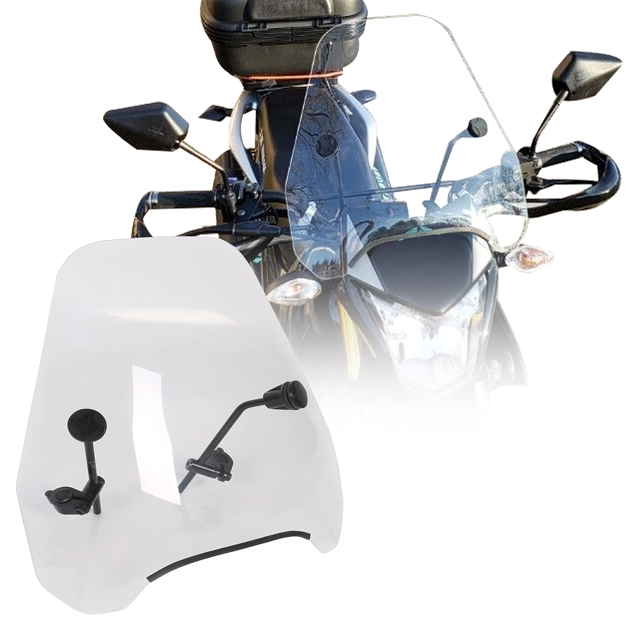 7BLACKSMITHS Universal Motorcycle Windshield 16 3/4    Width x15    Height Clear Large Windscreen Compatible with Harley Yamaha 