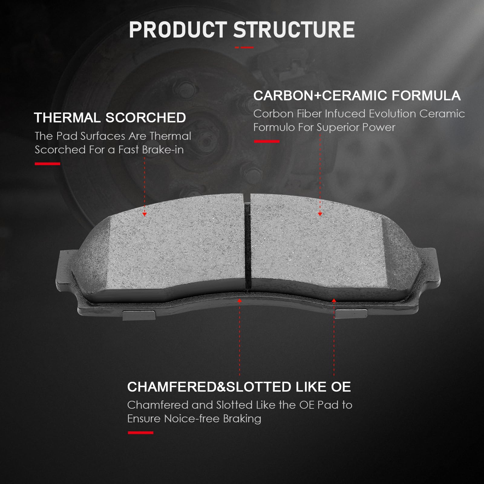 Cciyu D833 Front Ceramic Brake Pads Kits 4Pcs Fit For Chevy Equinox,Explorer, For Ford Explorer Sport Trac,Ranger,For Mazda B300