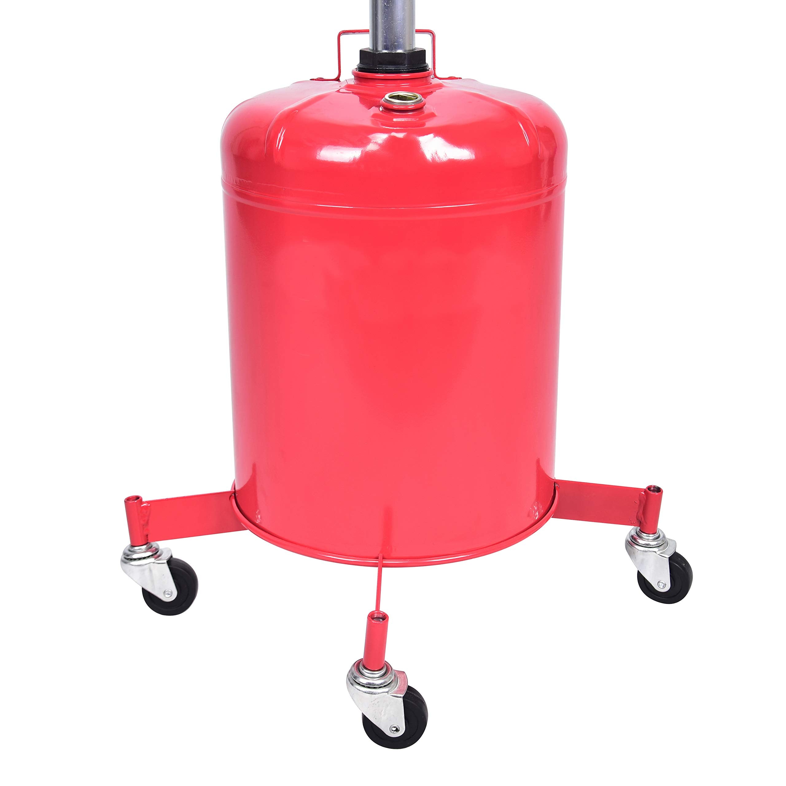 Aain 5 Gallon Oil Drian Portable Steel Oil Drain, Waste Oil Drain with Wheel, Adjustable Height, Red (AODT-5)