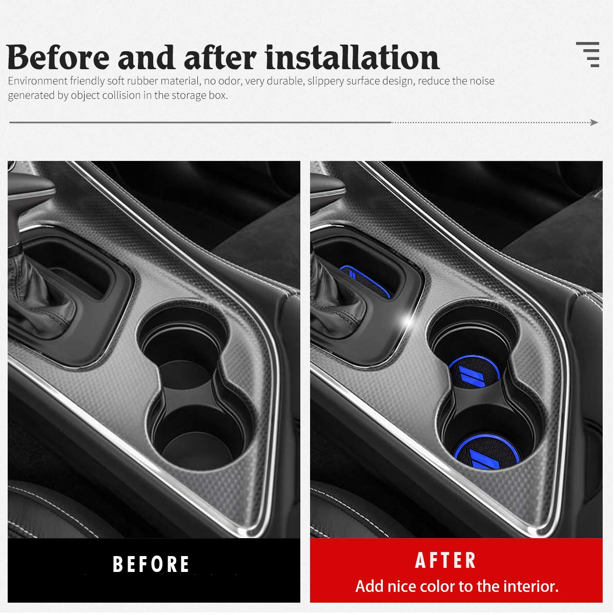 Auovo 11pcs Rubber Anti Dust Mat Set for 2015-2023 Challenger - Dark Blue Interior Accessories