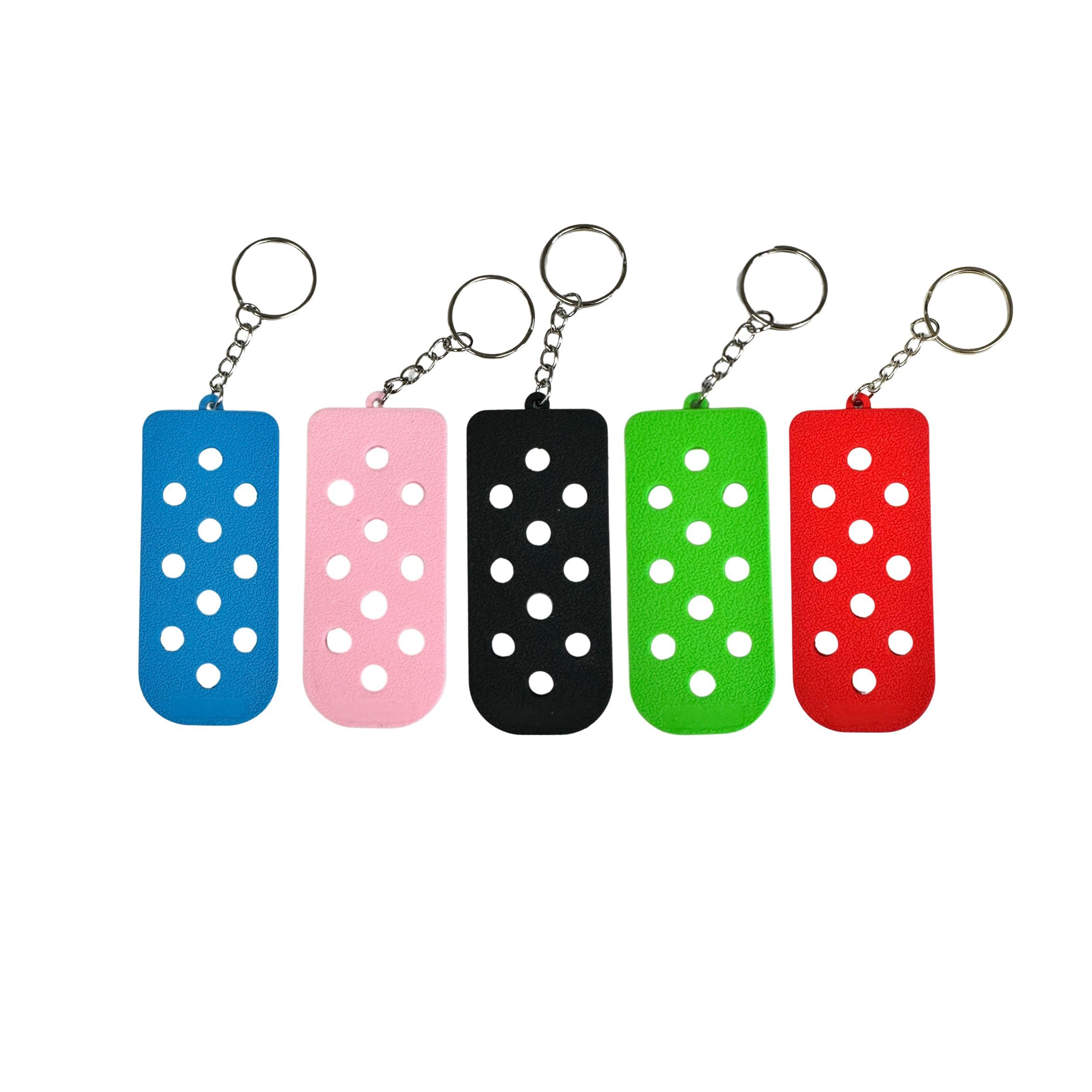 Lashicorn Keychain Gibbitz Holder Shoe Charm | 5 pack 3.5x1.5    Jibbutz Compatible Red, Green, Black, Pink, Blue Lanyard Hat In