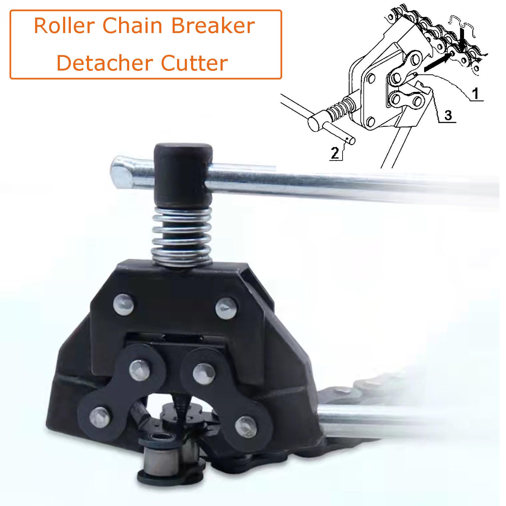 Roller Chain Breaker Cutter Chain Holder Puller Disassembly Tools Kit #25-60 Chains Replacement Set for Bicycle Motorcycle Go Ka