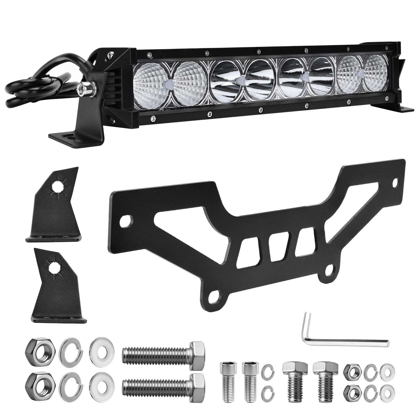 Chelhead 30W LED Light Bar with Extended Wiring & Heavy-Duty Mounting Bracket Combo Beam IP67 Waterproof Compatible with 2017-20