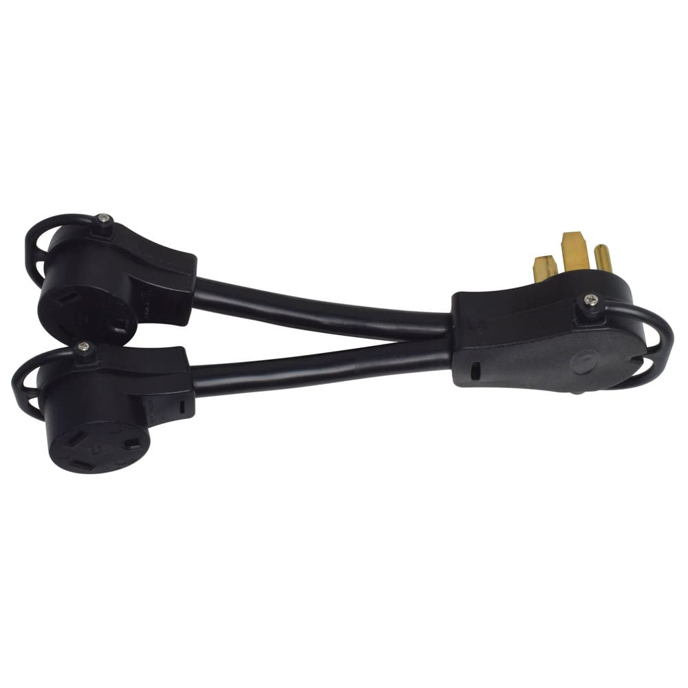 Valterra A10-50X30Y Mighty Cord 12 Adapter Cord W/Handle - 50Am To 30Af X 2-Y, Red