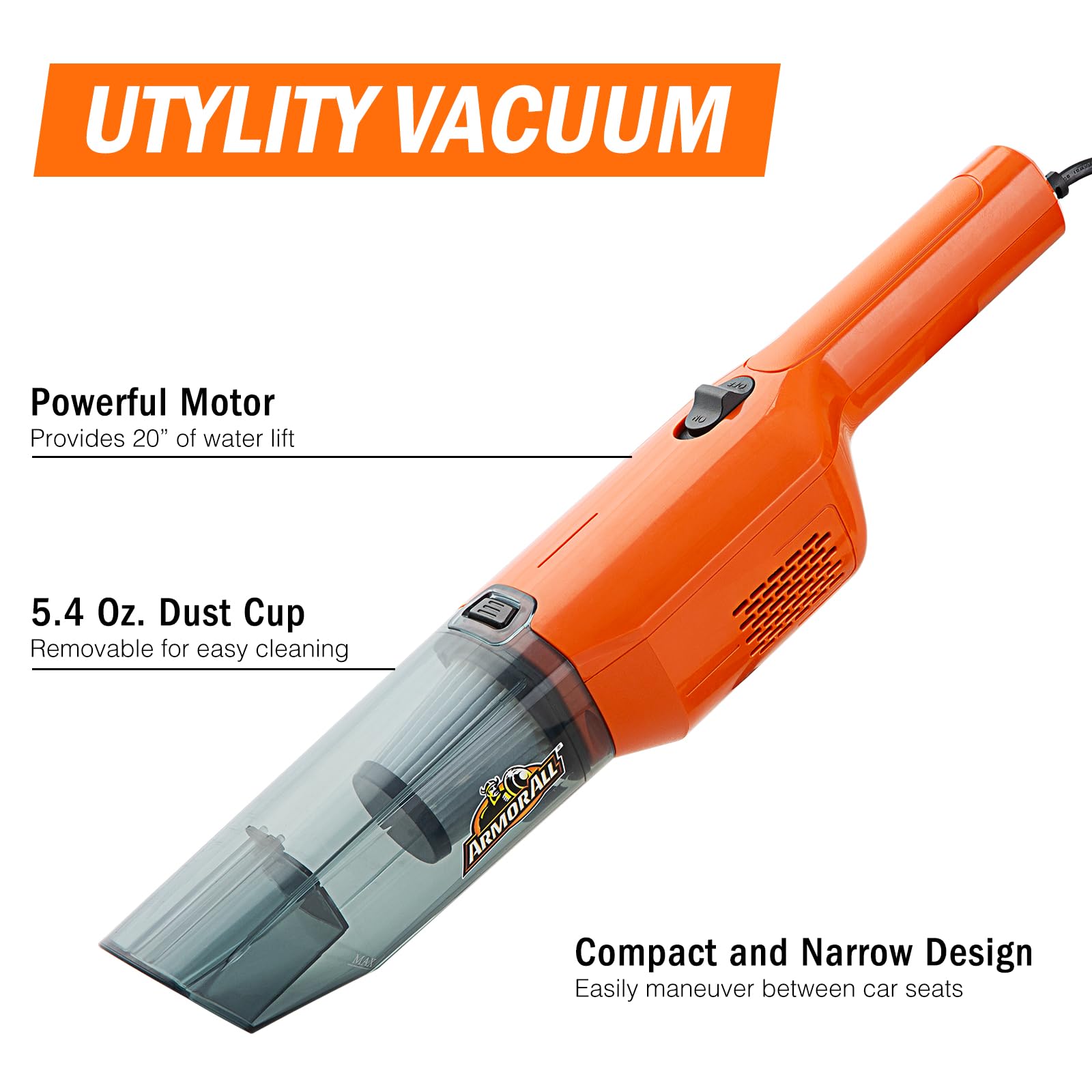 Armor All Car Vacuum AA12V2 0903, Compact, Orange, Lightweight Design