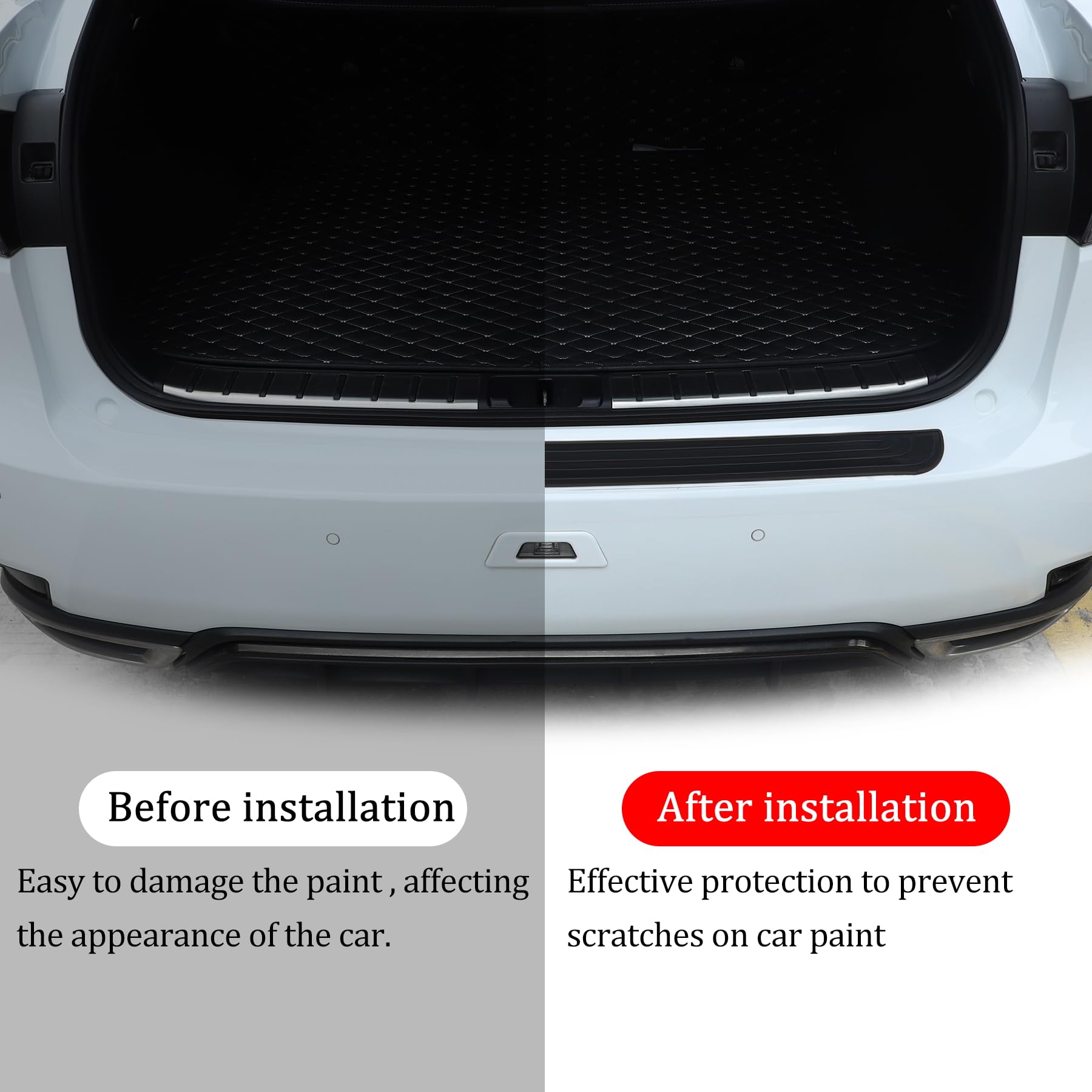 SINGARO Car Rear Bumper Protector, 41inch x3.5inch Car/SUV Universal Rubber Anti-Scratch Trunk Exterior Accessories(Black)