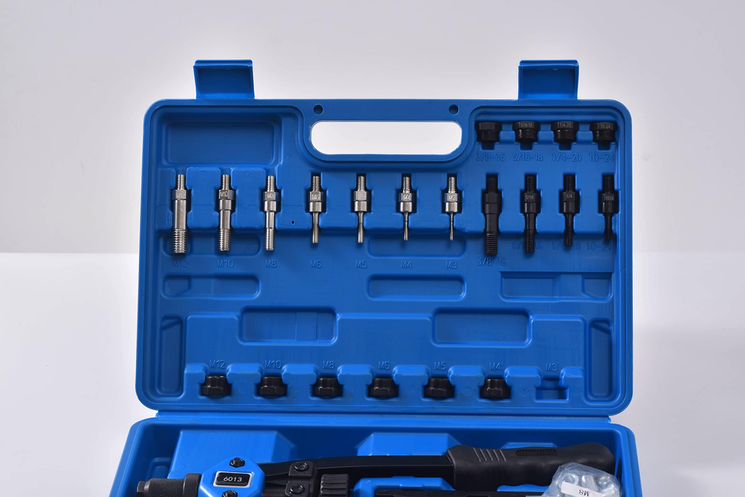 Lslansoon Rivet Nut Tool Set, 13” Rivnut Tool Kit With 11 Metric And Sae Mandrels, 150Pcs Rivet Nut Assortment Kit, And Rugged Carrying Case