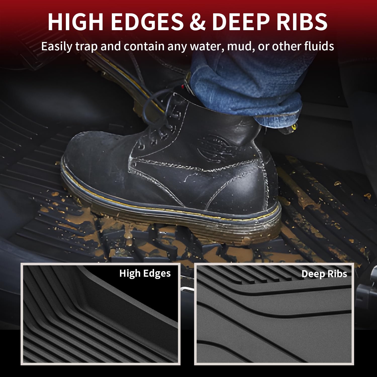 Lasfit Floor Mats For Tesla Model X 6 Seater & Model X Plaid 2025 2024 2023 2022 2021, All Weather Tpe Custom Fit Floor Liners 1