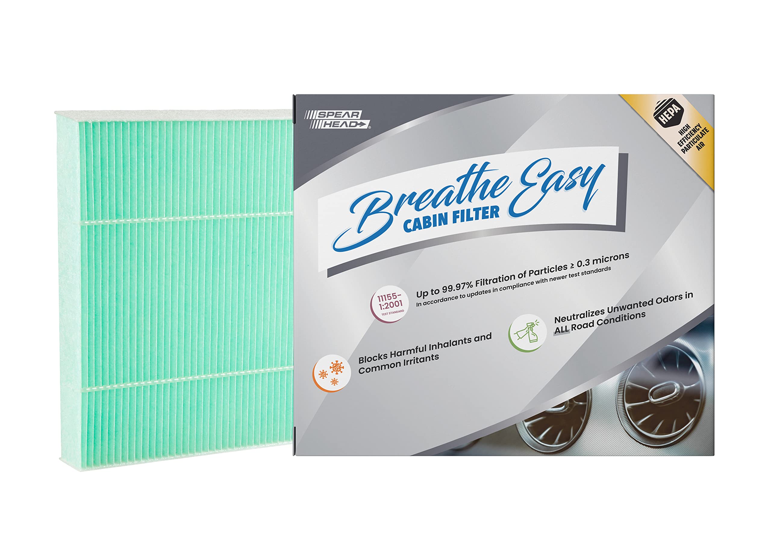 Spearhead Hepa Breathe Easy Cabin Filter, Up To 99.97% Filtration Of 0.3 Micron Particles W/No Airflow Reduction (Be-671H)