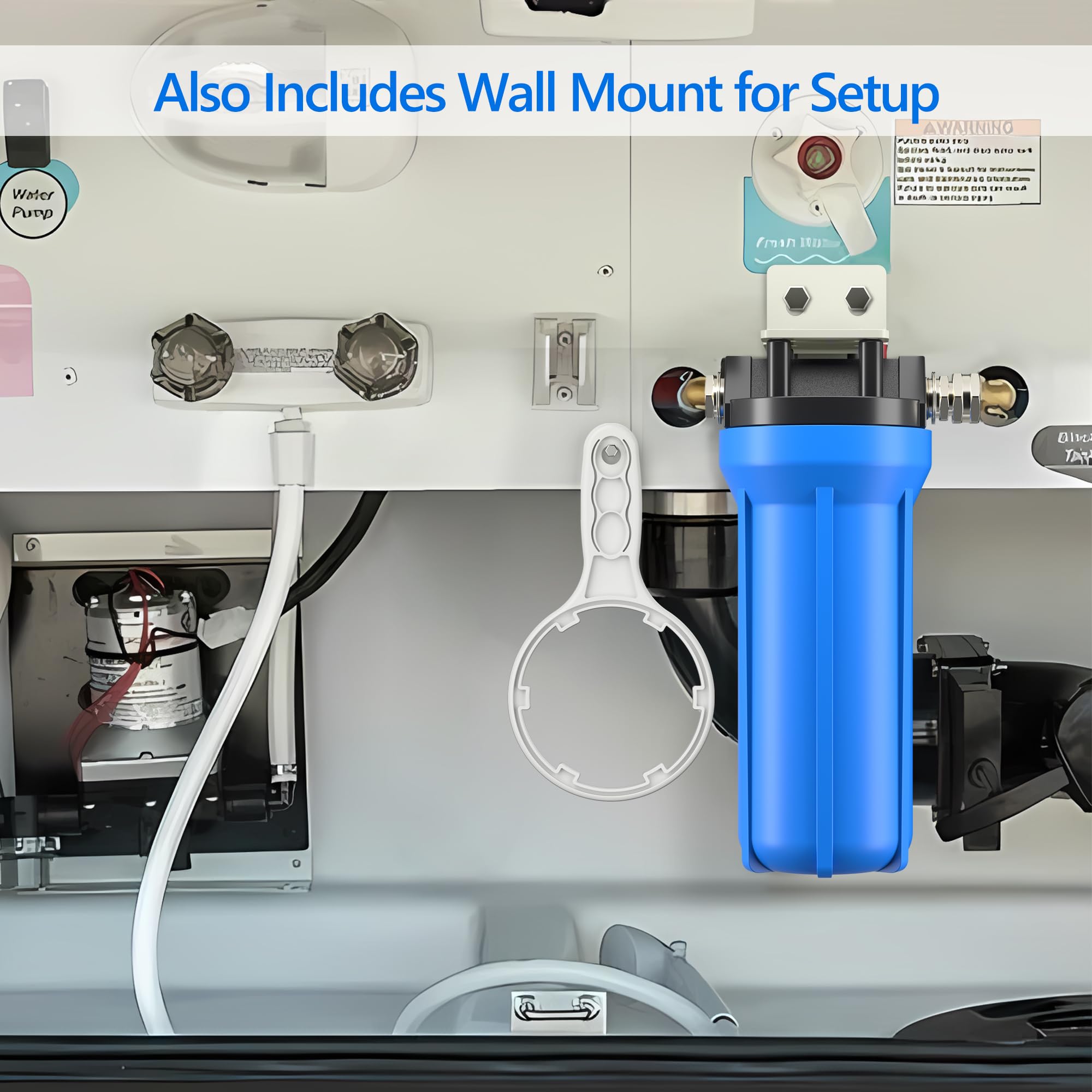 Hansing 4-Layer RV Water Filter - 7,000 Gallons Capacity, Inline with 3/4" GHT Metal Threads, Removes Sediments, Chlorine, VOCs, Bad