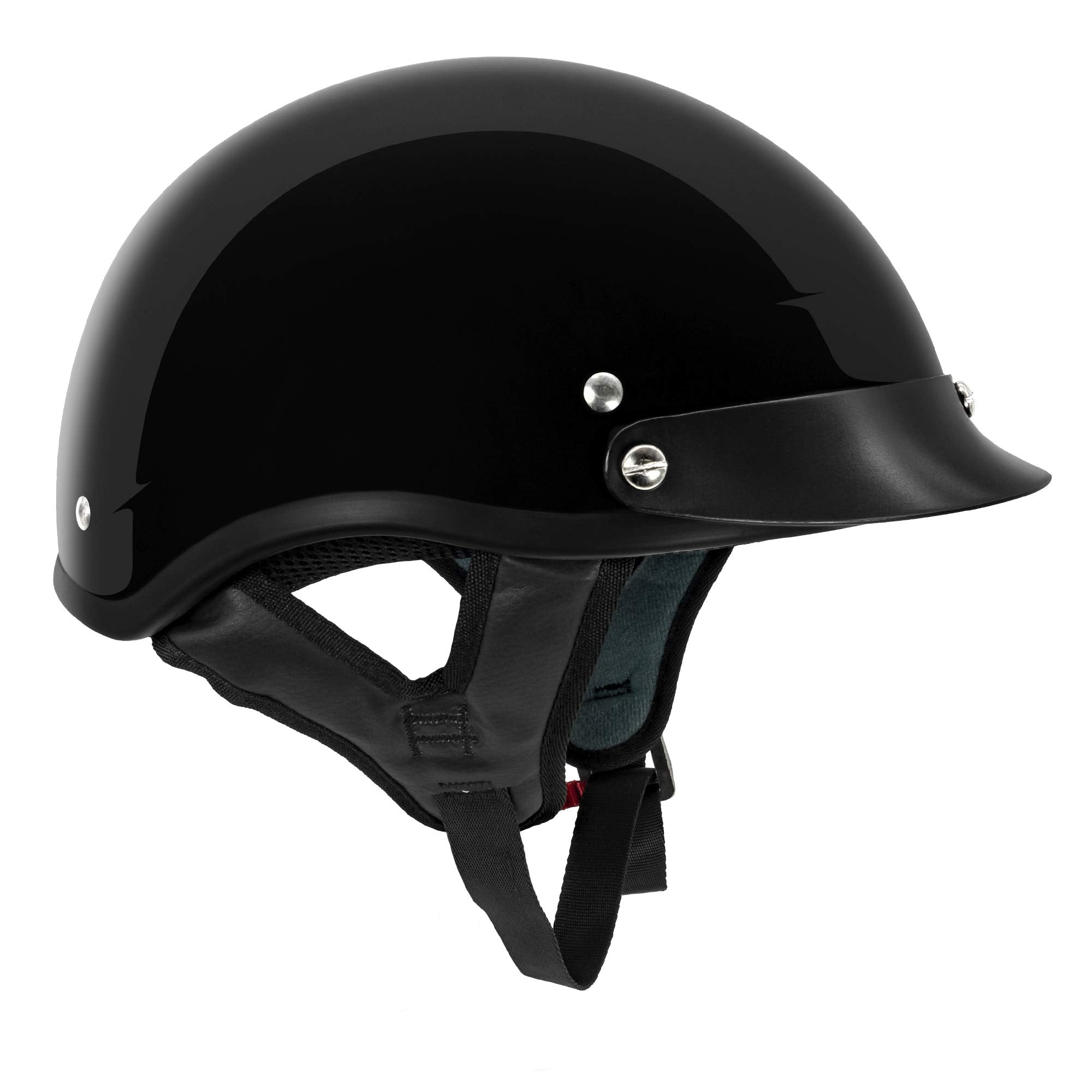 Vcan Cruiser Solid Gloss Black Half Face Motorcycle Helmet (X-Small)