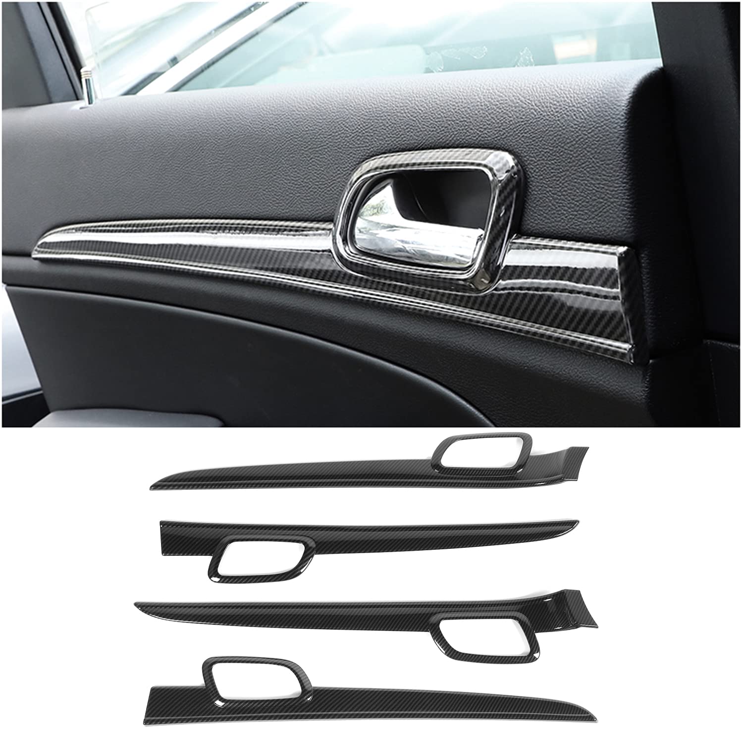 YOCTM ABS Carbon Fiber Look Door Handle Cover for Jeep Grand Cherokee 2014-2021 - 4 Door Interior Accessory