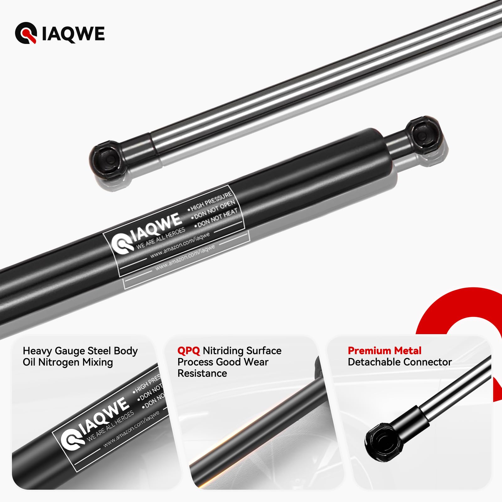 Iaqwe 4129-W 13Inch 155Lb/689N Gas Struts Shocks Springs 13'' Lift Support For Snugtop Are Leer Truck Camper Shell Topper Rear C