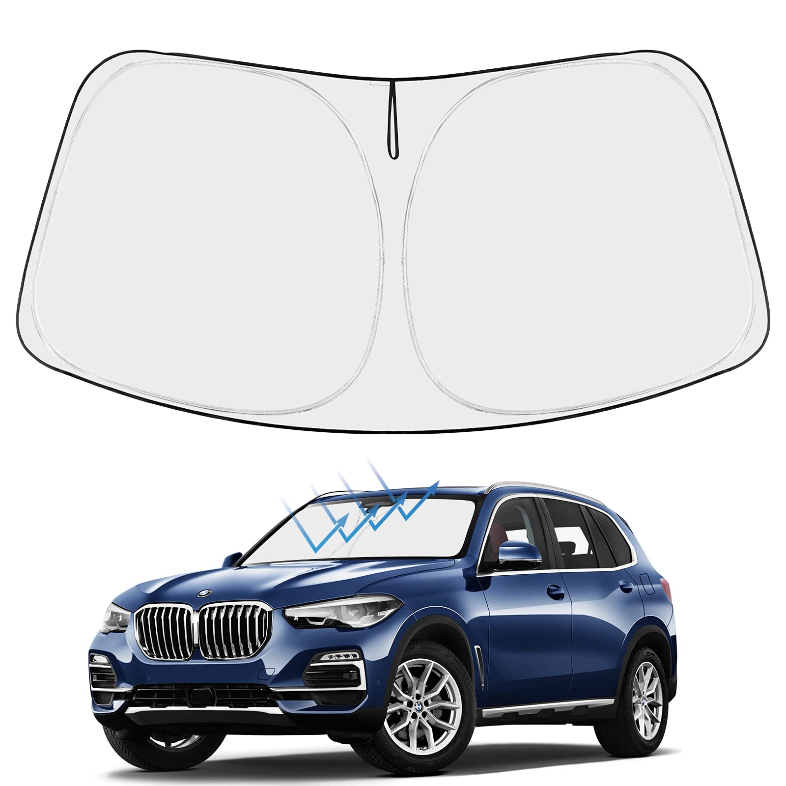 Proadsy 2025 Upgrade Windshield Sun Shade Custom Fit 2019-2024 2025 Bmw X5 M Sport Xline Suv 4-Layer Foldable Front Sunshade Pro