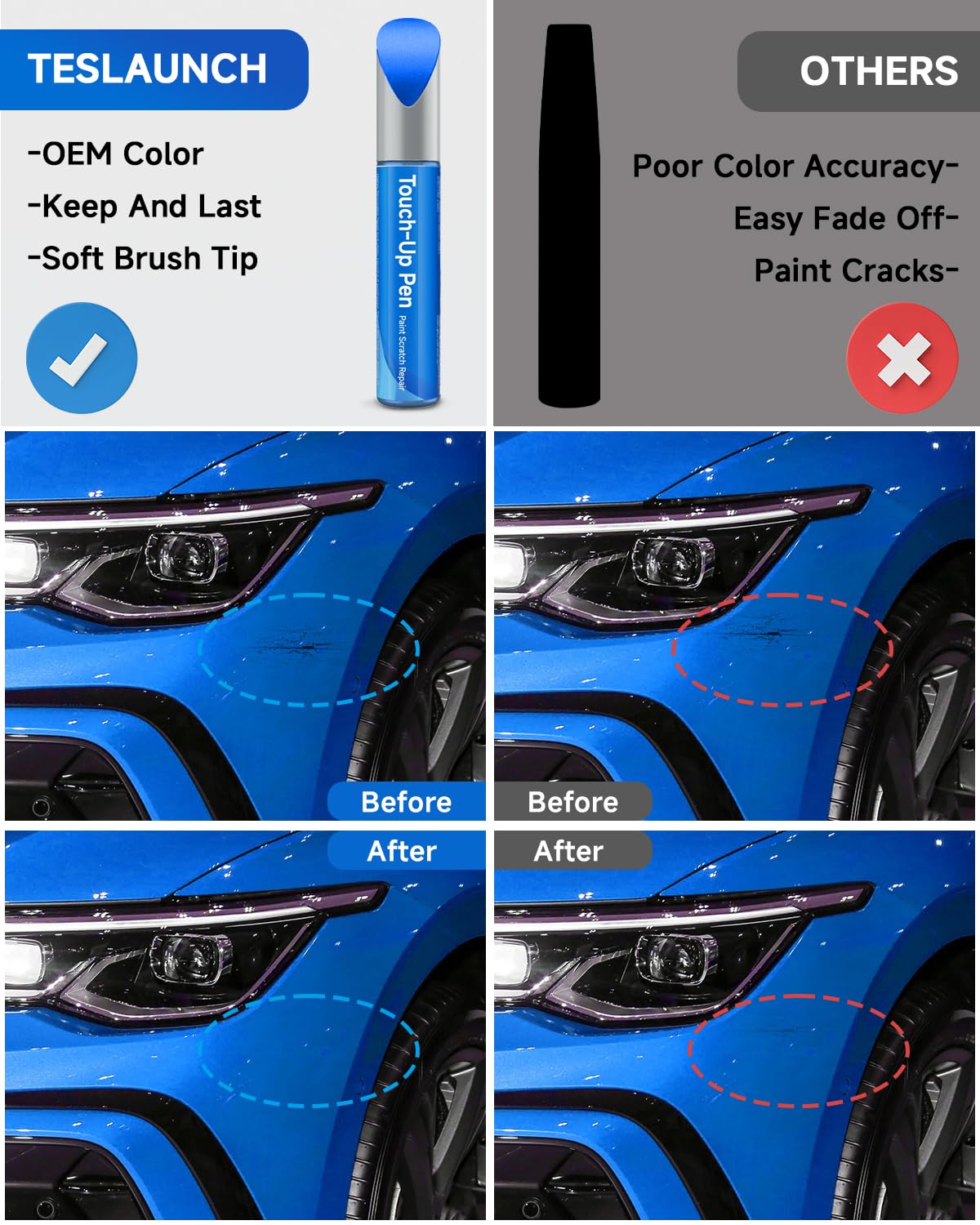 RSACET Touch Up Paint for Volkswagen, Cornflower Blue LD5C/D7, 0.41 Fl Oz, Compatible with GTI/Taos, Exact Match Car Scratch Repair