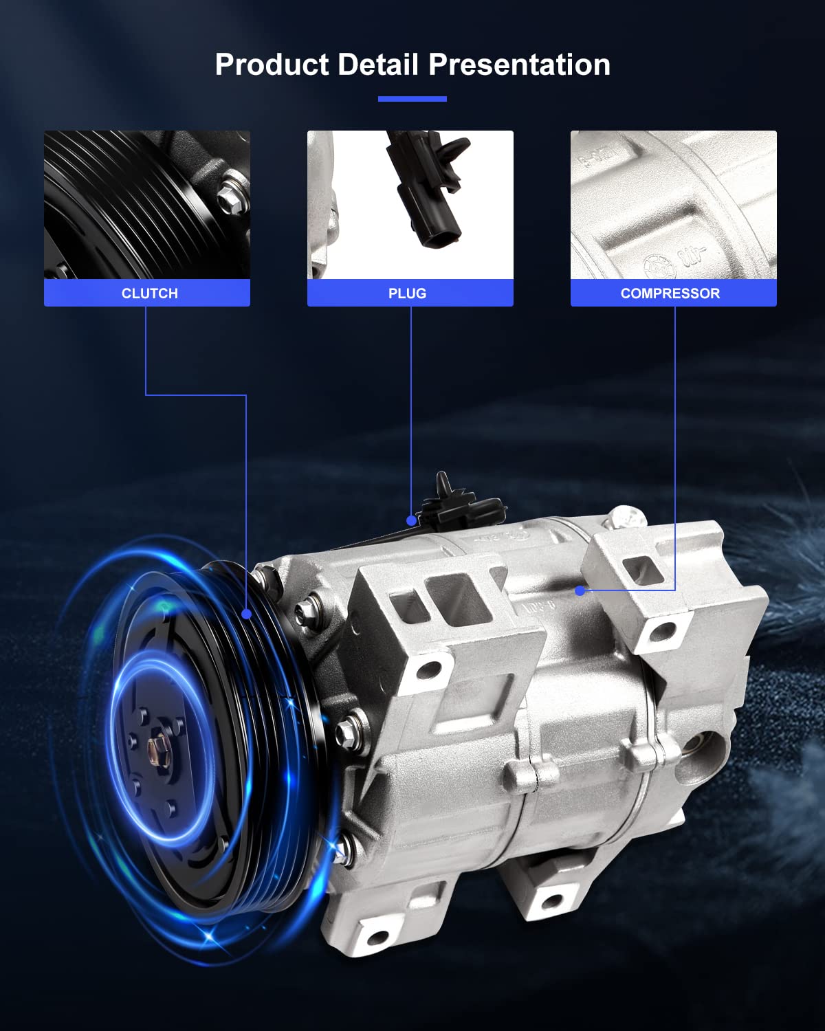 ECCPP AC Compressor for Nissan Sentra/Altima 2.5L 2007-2012, Fast Cooling, Silver, Model 104026-5211-1555012
