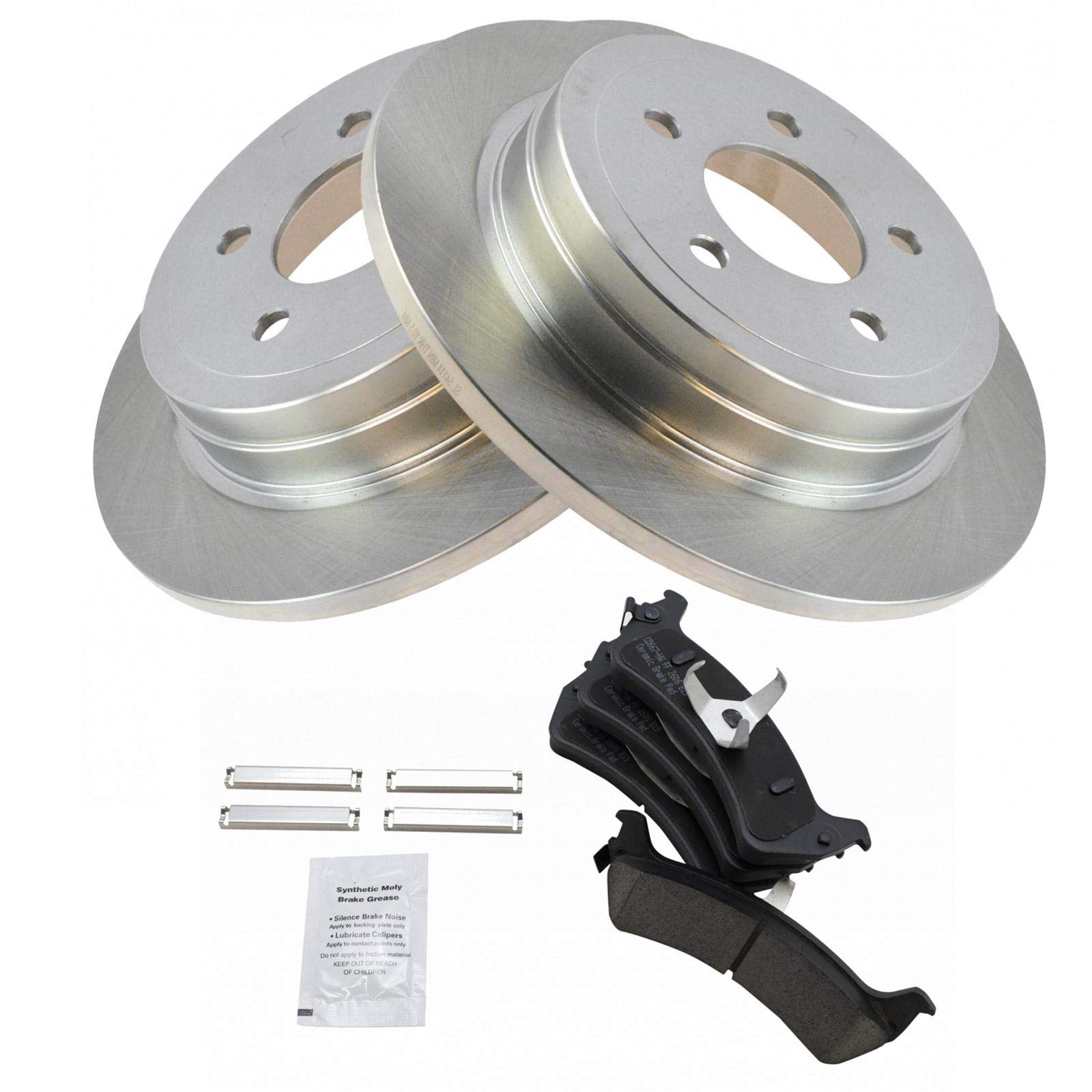 TRQ Rear Brake Pad & Rotor Kit Brake Pads Brake Rotor Ceramic Compatible with 2003 Ford Explorer Sport 2003-2005 Explorer Sport 