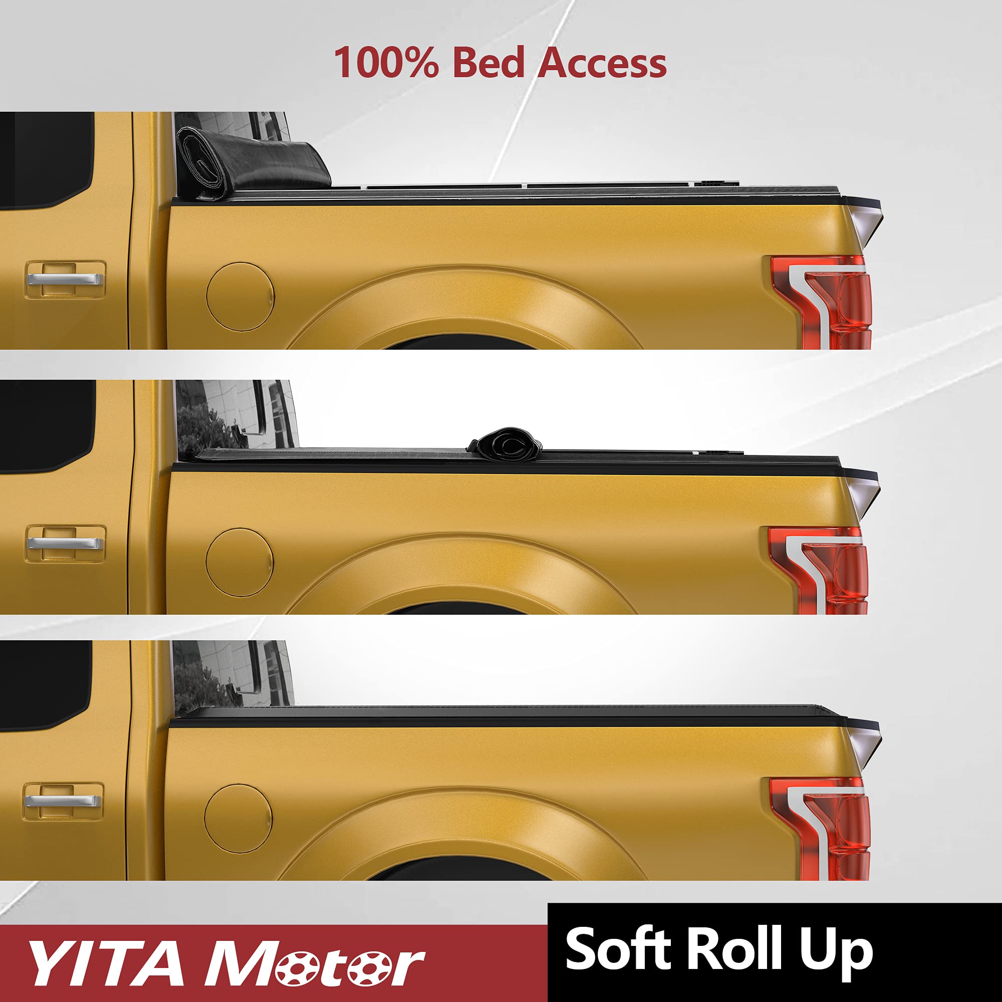 Yitamotor Soft Roll Up Truck Bed Tonneau Cover Compatible With 2009-2014 Ford F-150 (Excl. Raptor Series), Styleside 5.5 Ft Bed
