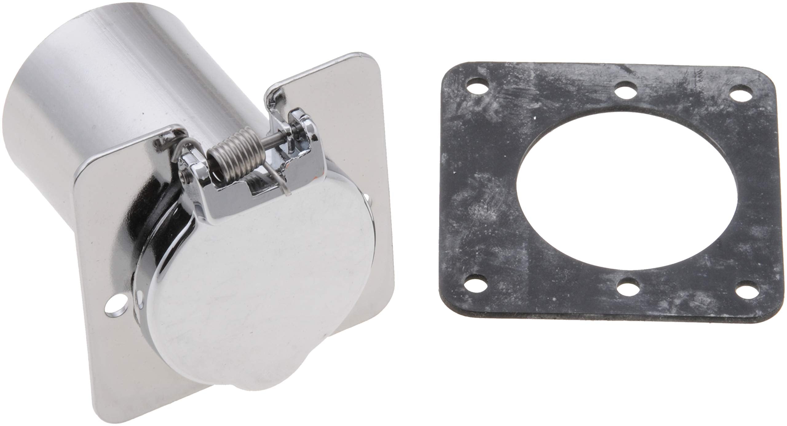 Zerostart 8608032 Heavy Duty Weatherproof Receptacle And Gasket, Chrome With 2 Pre-Drilled Holes, 2.5' X 2.5'