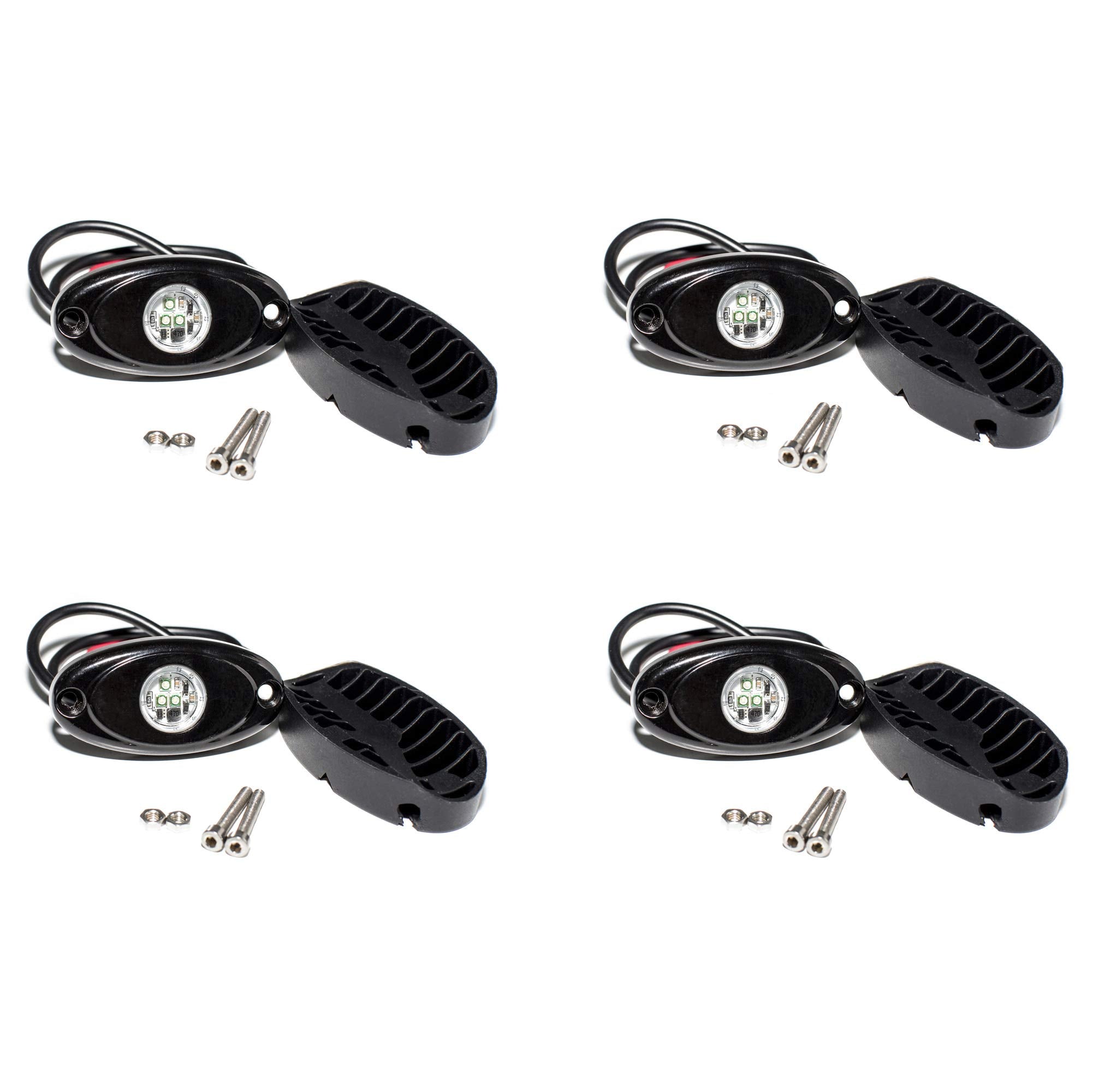 YONEDA LED Rock Lights - 4 Pods Waterproof Underbody Glow for Car/Truck/ATV - Blue, Model YD8801-BLUE, Aluminum Material