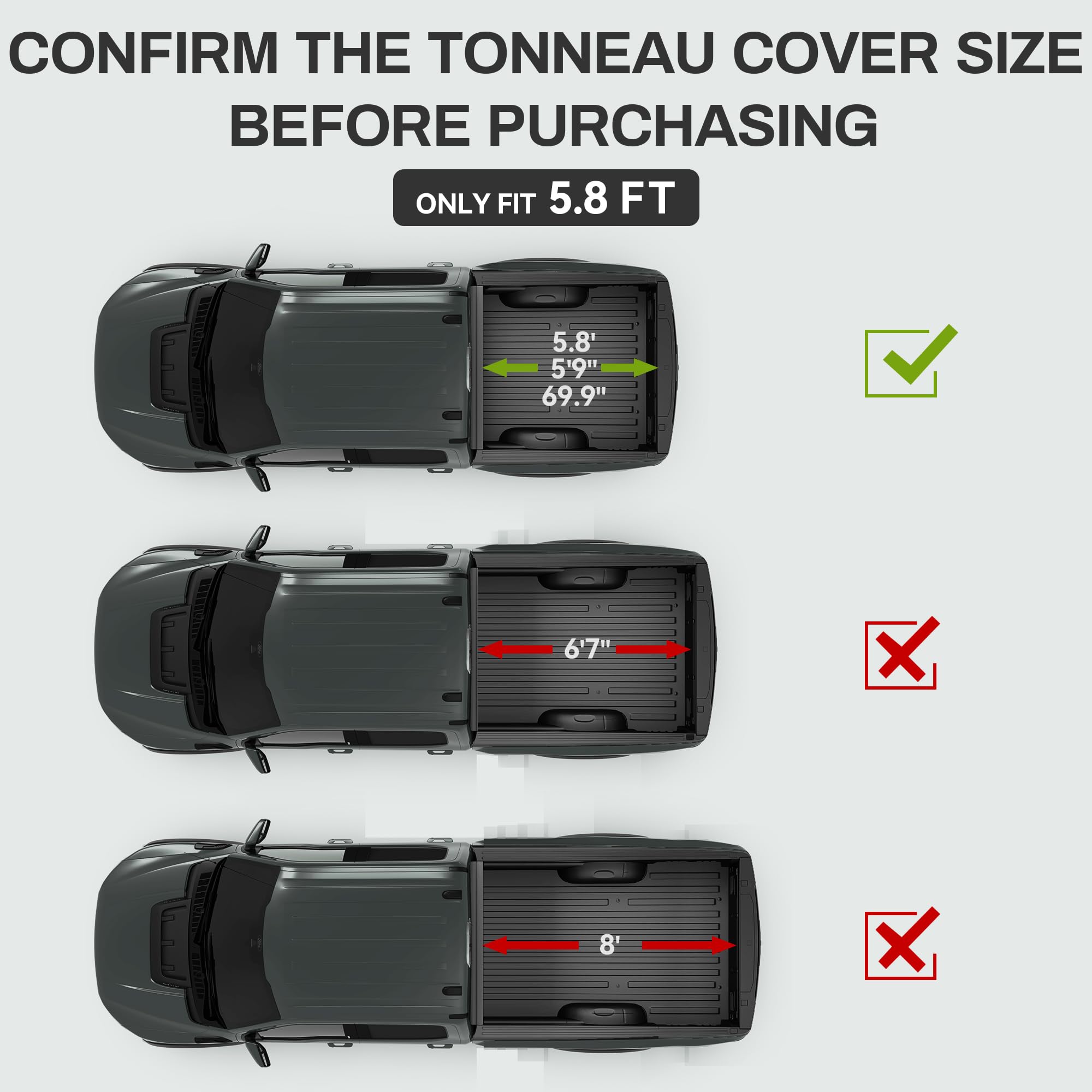 Autosaver88 Frp Truck Bed Tonneau Cover Hard Tri-Fold Fits For Chevy Silverado/Gmc Sierra 1500 New Body Style 2007-2025 5.8Ft Be