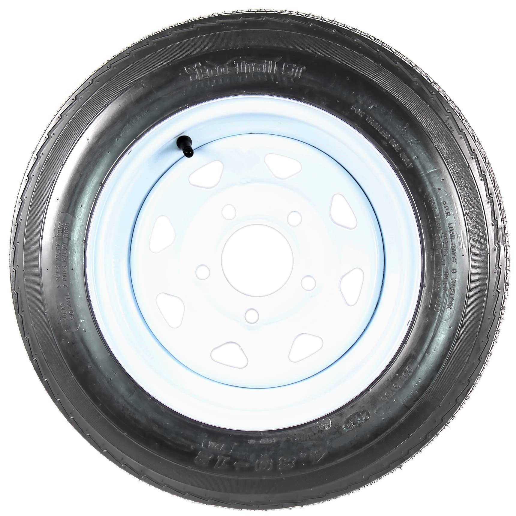 Ecustomrim Trailer Tire On Rim 4.80-12 480-12 4.80 X 12 12 In. Load Range B 5 Lug White Spoke Wheel - 2 Year Warranty W/Free Roa