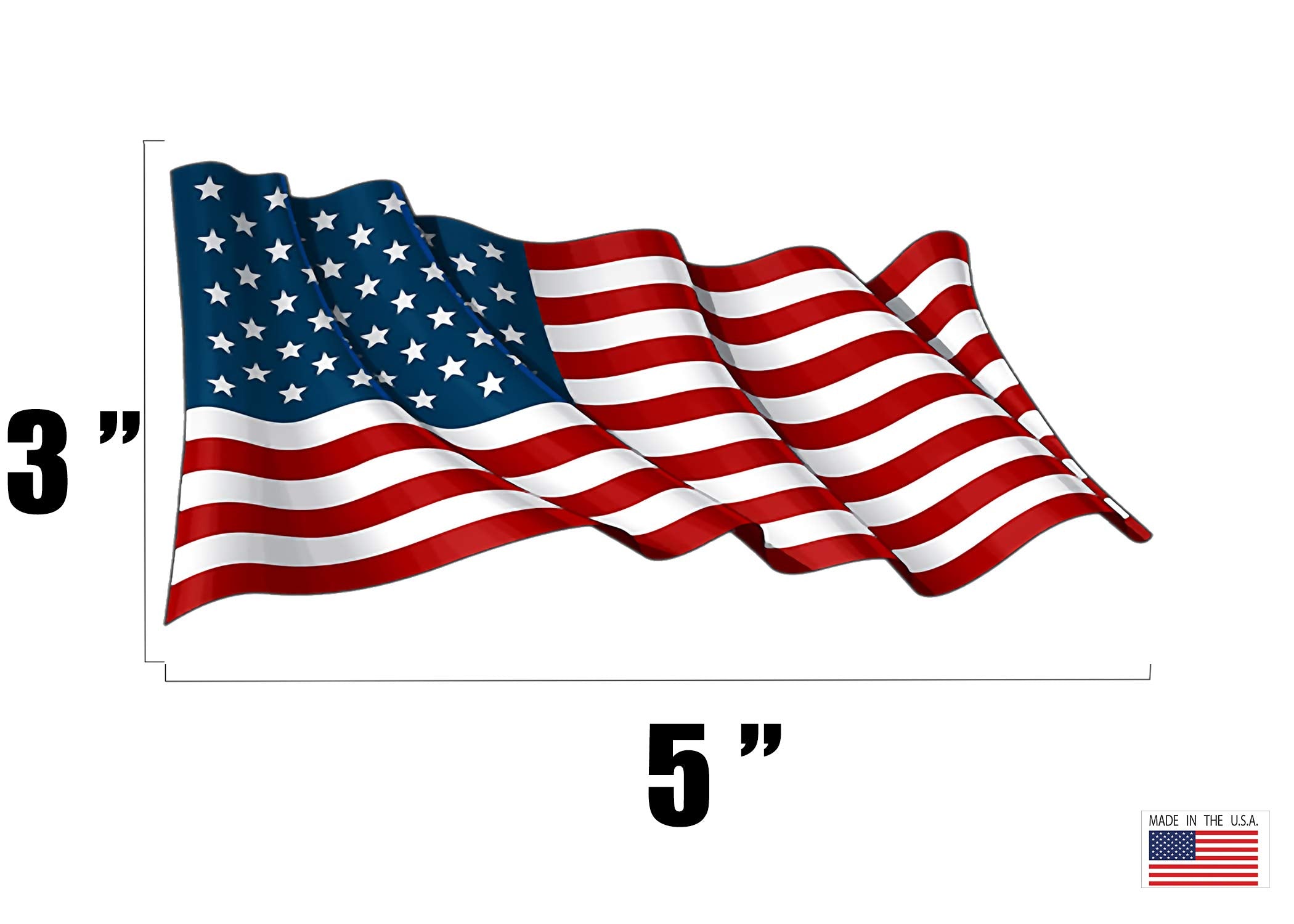 Rogue River Tactical USA Flag Bumper Sticker - 5x3 Inch Vinyl Decal, Patriotic Red White Blue, Model KDWMVA1041