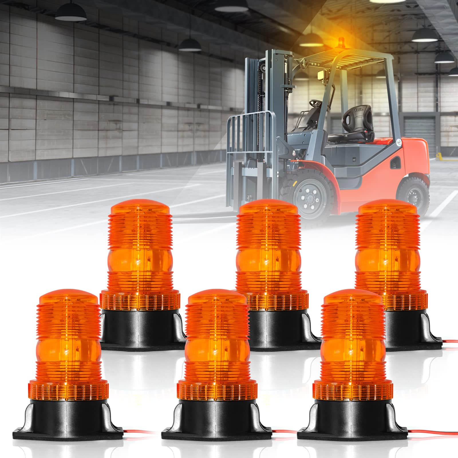 Etzone 30 Led Amber Forklift Strobe Light 30W Vehicle Roof Safety Beacon Light For 10-110V Mower, Atv, Trucks, Tractor, Golf Car