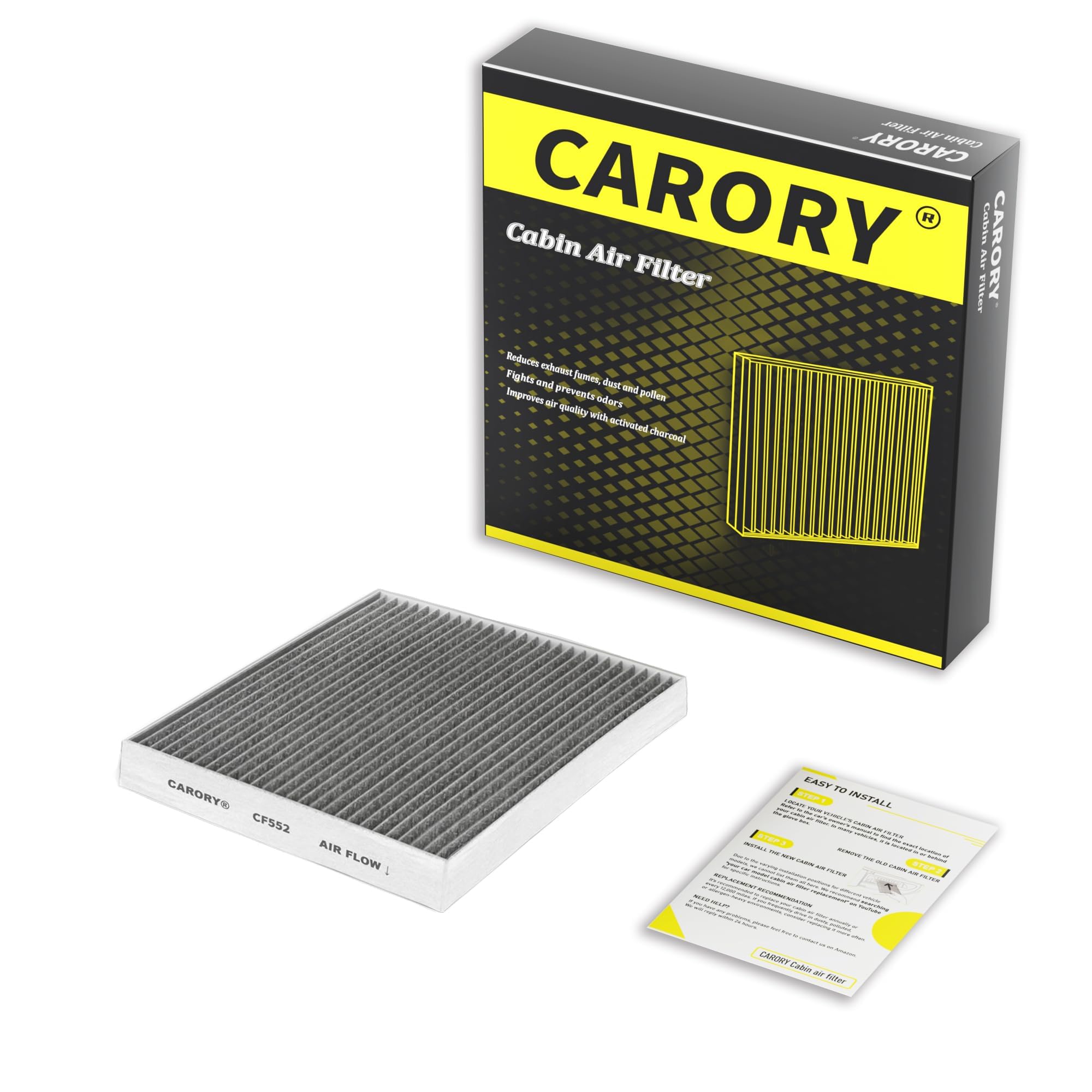 CARORY Cabin Air Filter w/Activated Carbon for Nissan Rogue 21-25, Altima 19-25, Kicks 18-25, Pathfinder 22-25, Sentra 20-25, Ve