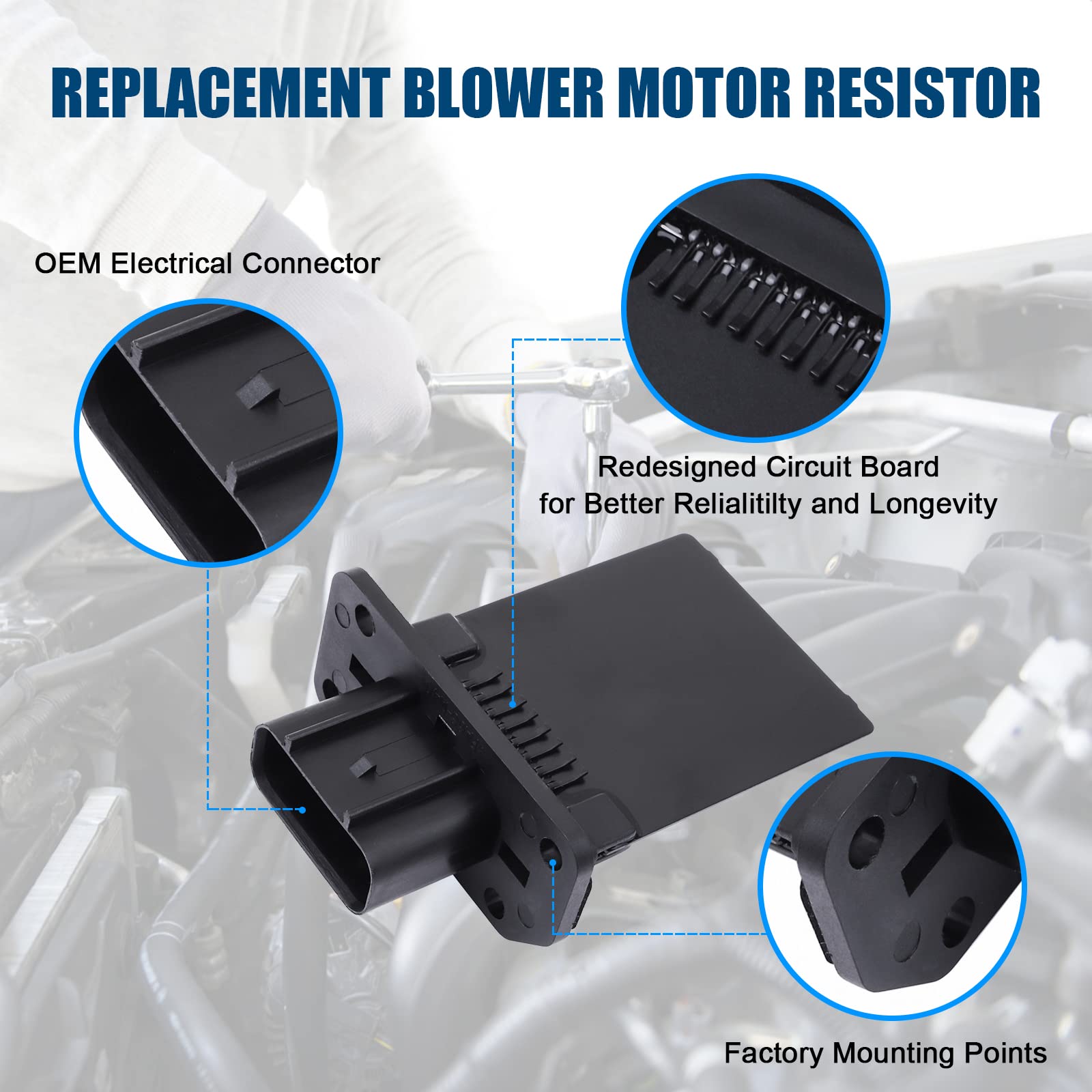 HVAC Blower Motor Resistor Replacement for Ford Expedition, Escape, F150, F250, F350 Super Duty, Mustang, Lincoln Mark LT, Mercu