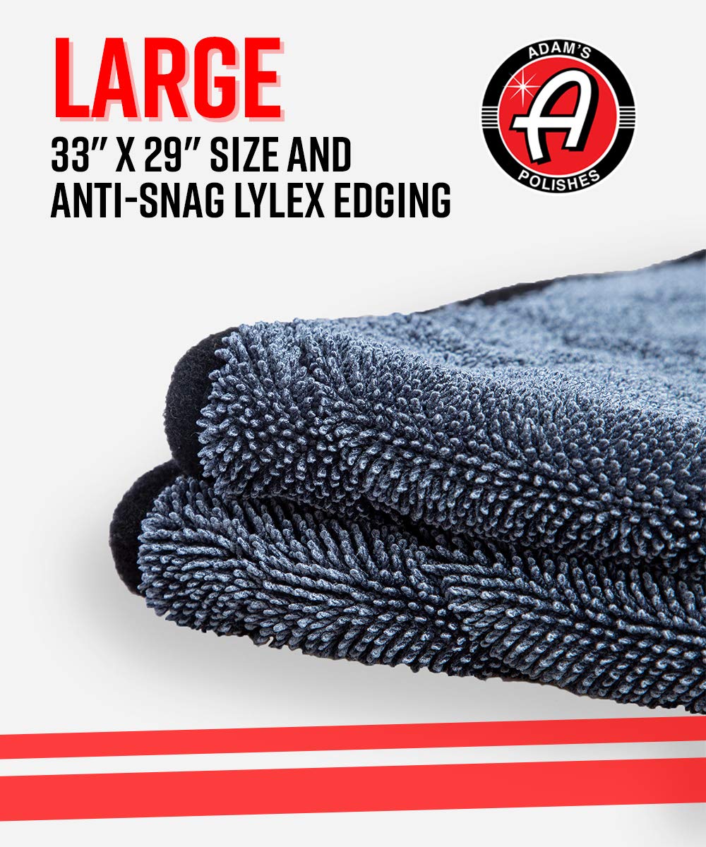 Adam'S Polishes Jumbo Plush Drying Towel 33 X 29 Inches 1500 Gsm - Absorbent Microfiber (1 Pack), White
