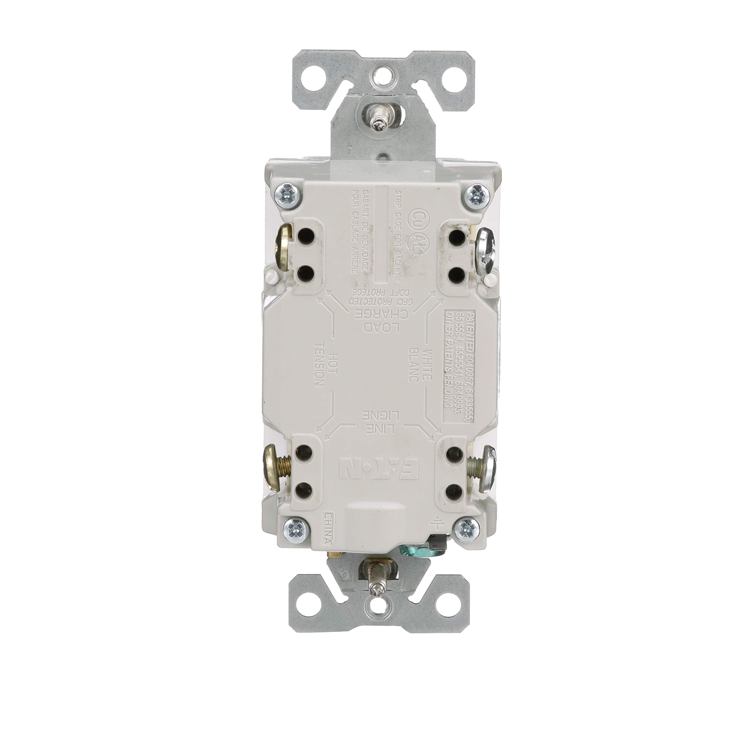 Eaton Trsgfa15W Aaron Hart 15A 125V Tamper Resistant Gfci Receptacle With Audible Alarm, White