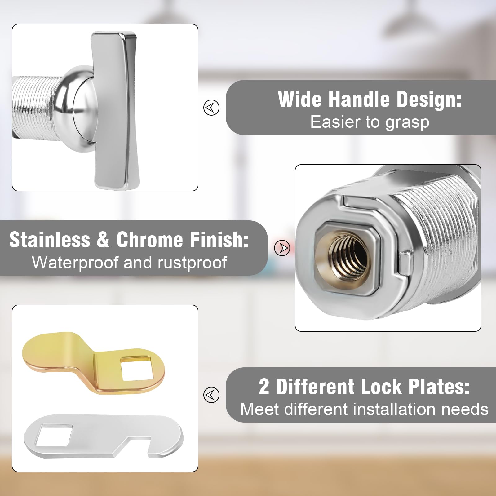 Sartatue Cabinet Cam Locks 1-1/8    Thumb Operated, 5Pcs Rv Locks For Storage Door, Compartment Door, Keyless Non-Locking Replac