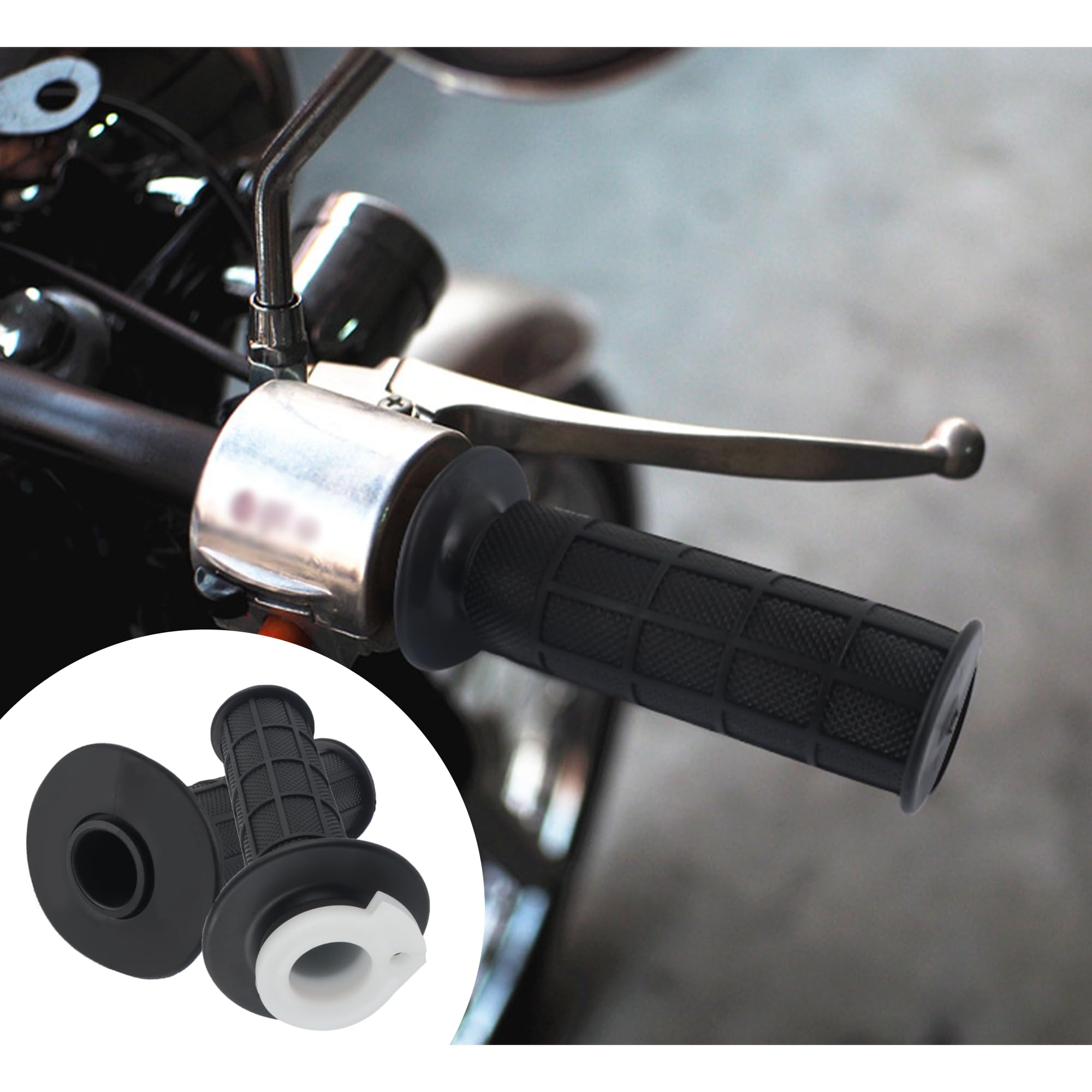 IHOTDER Throttle Cable Kit,Motorcycle Handlebar Grips with Twist Throttle & 47'' Throttle Cables,Universal Bike Throttle Assembl
