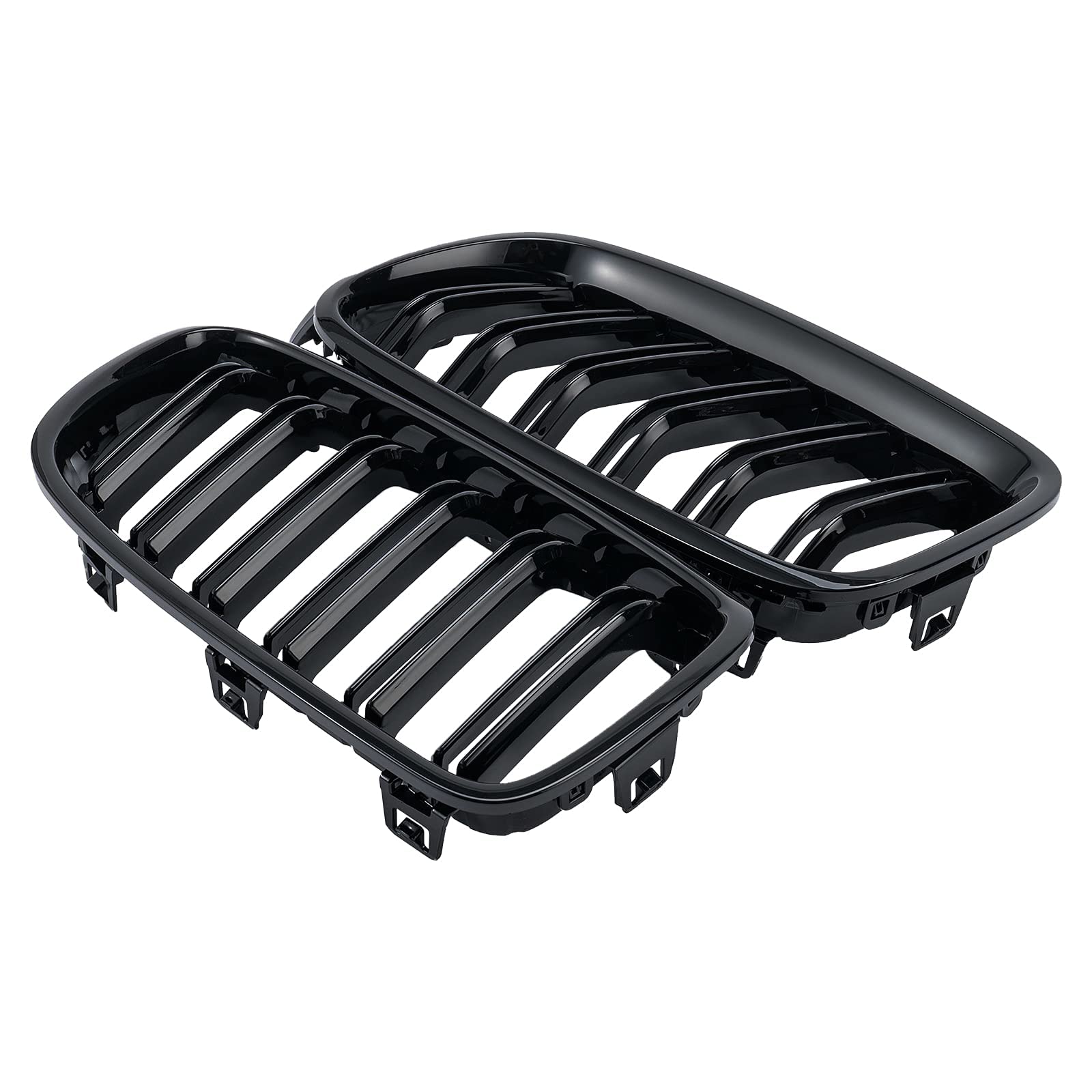DEKEWEI Front Kidney Grille for BMW 3 Series F30 F31 (2012-2018) - Double Slats Gloss Black, ABS Plastic, 2pcs