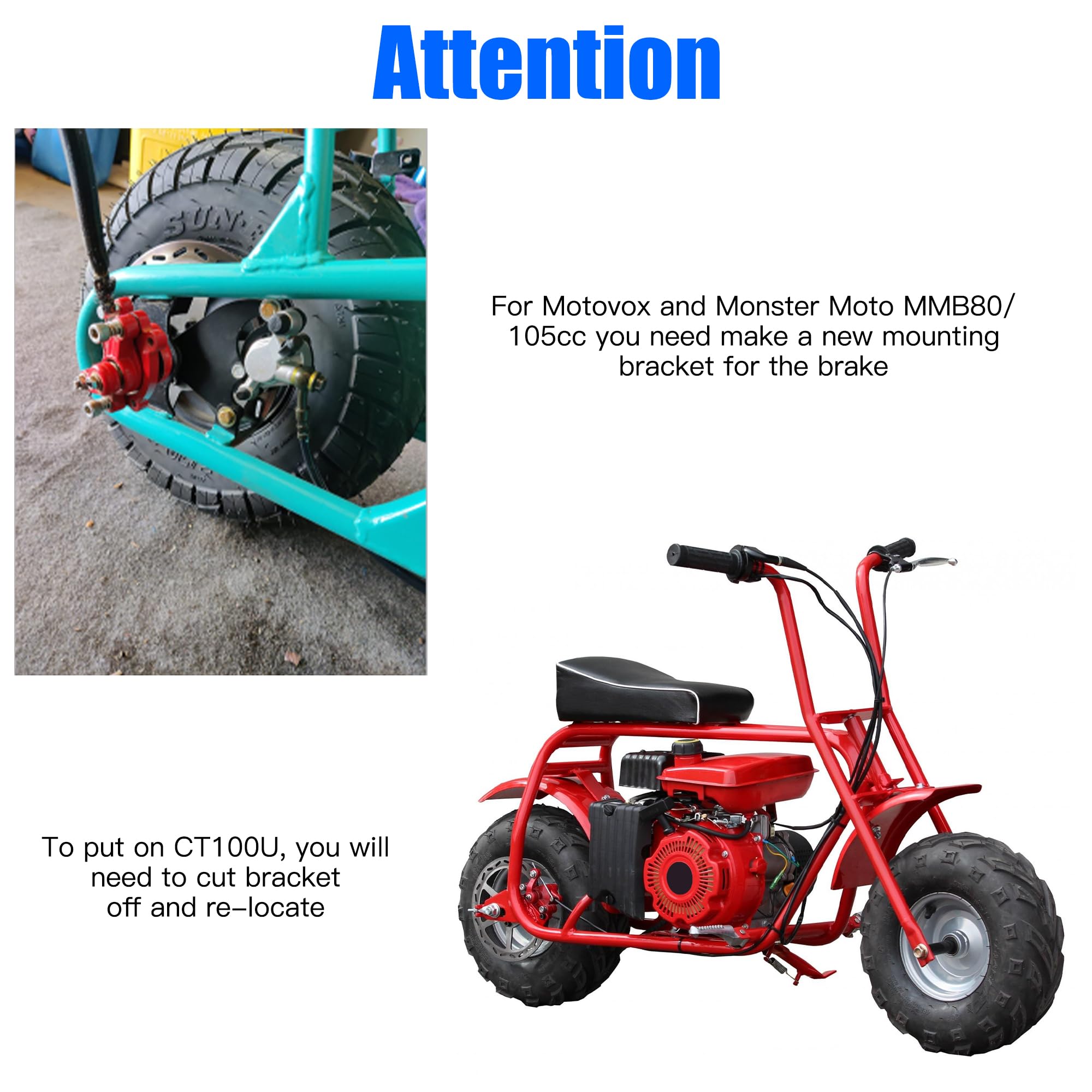 YOXUFA Mini Bike Hydraulic Disc Brake Caliper Kit with 50" Hose for Baja Doodle Bug DB30 & Predator 79cc/97cc Mini Bikes