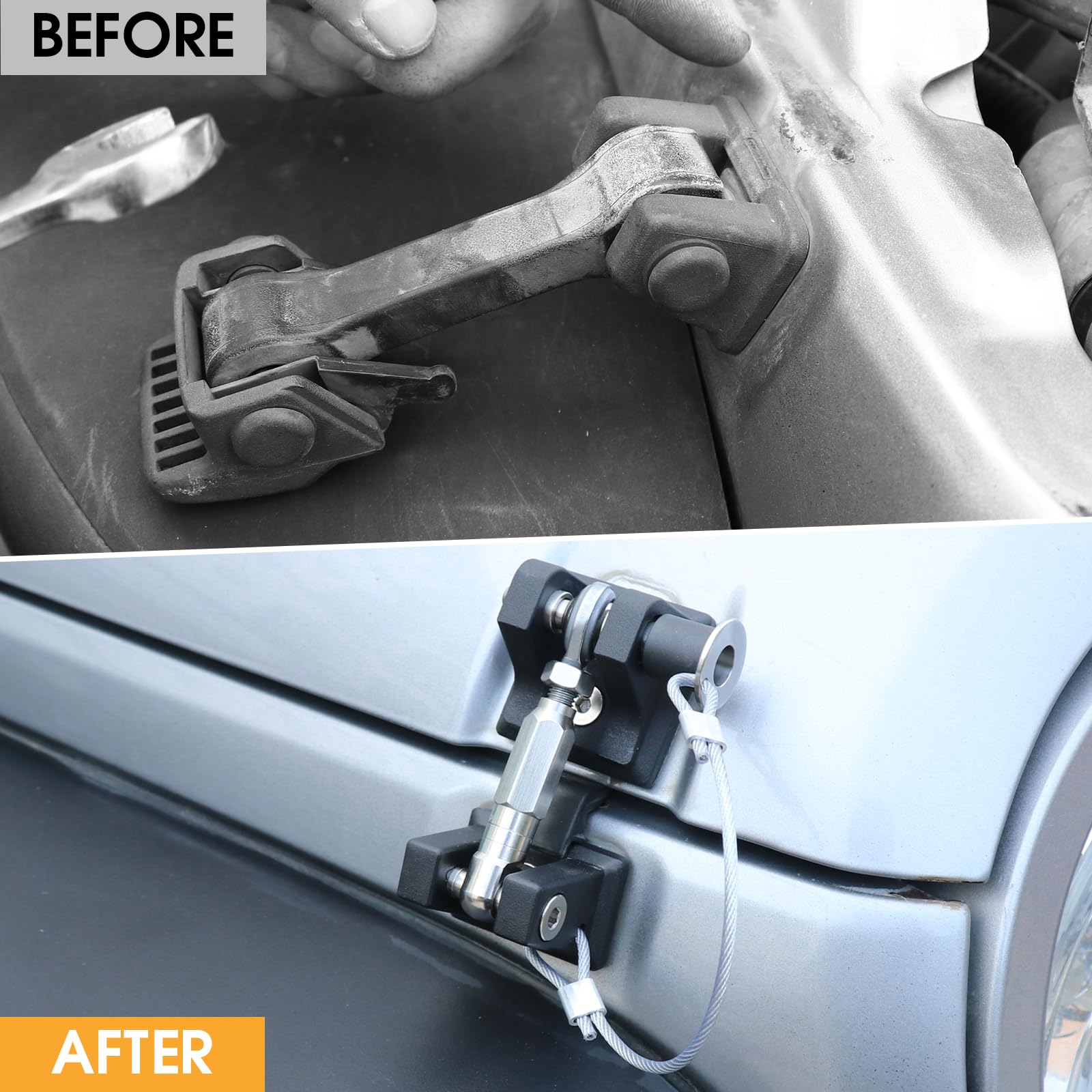 JHD-TOGO for Jeep Wrangler JK Accessories Hood Latches Lock,Aluminum Hood Safety Catch with Keys for 2012-2017 Jeep Wrangler JK