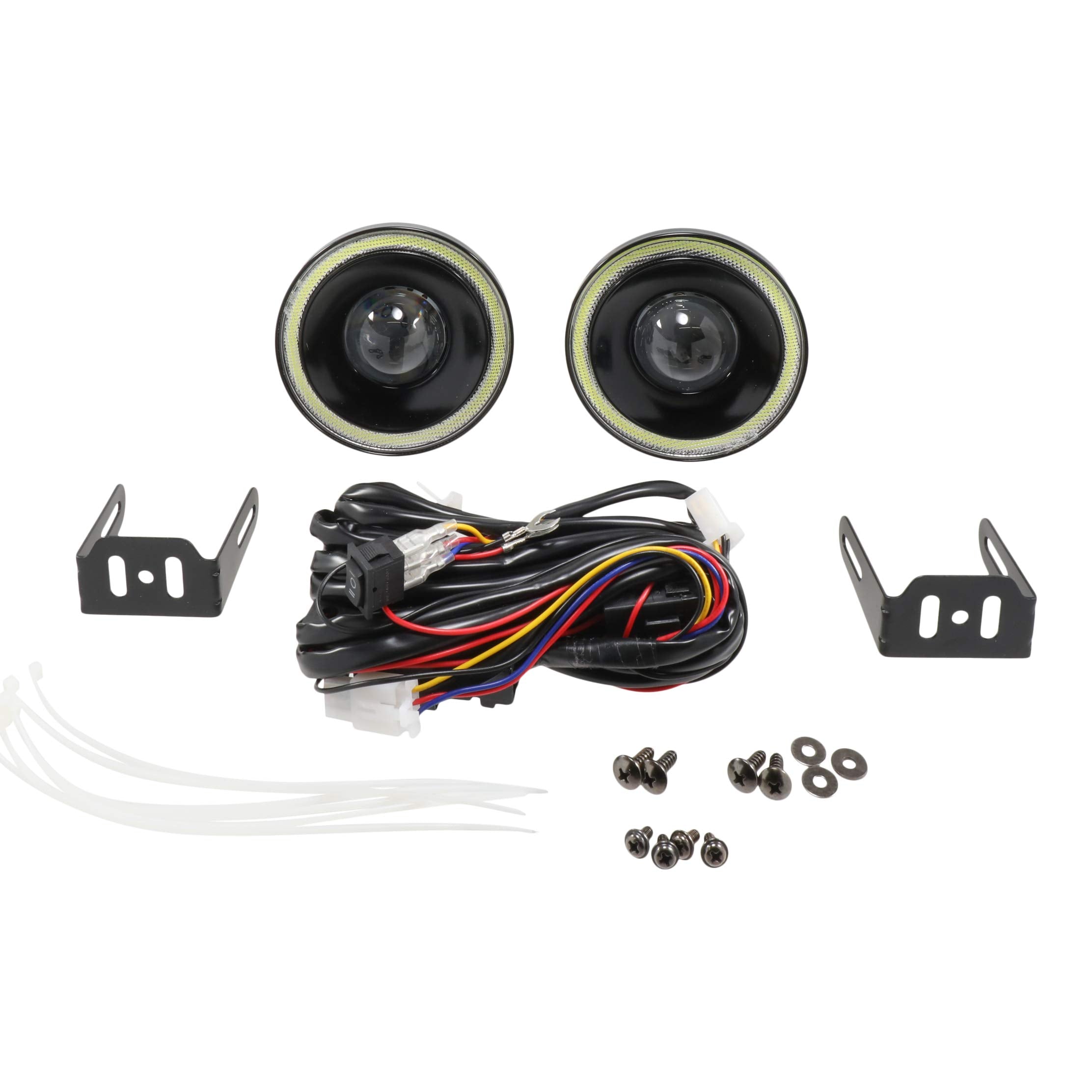 White Led Halo Fog Lamp Angel Eye Driving Light Kit Compatible With 2005-2014 Ford Mustang Shelby Gt500