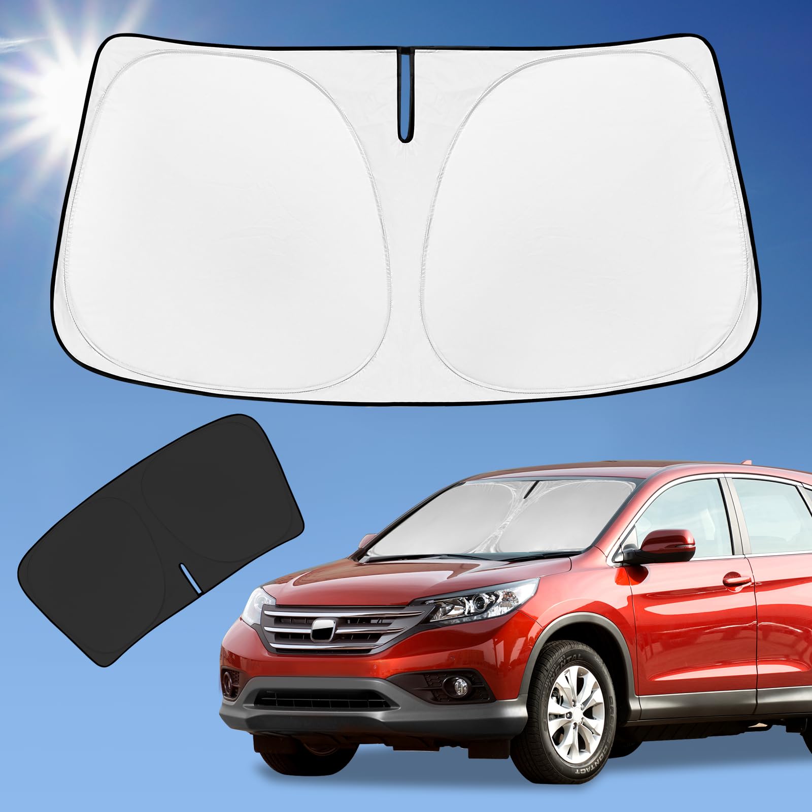 for Honda CR-V CRV 2012-2016 Sun Shade Sunshade Windshield Cover, 4-Layer Front Window Shade Custom Fit CR-V SUV, LX, EX, EX-L, EX-L Navi,Touring Sun Visor 240T Fabric Shade Sun Protection -Like New