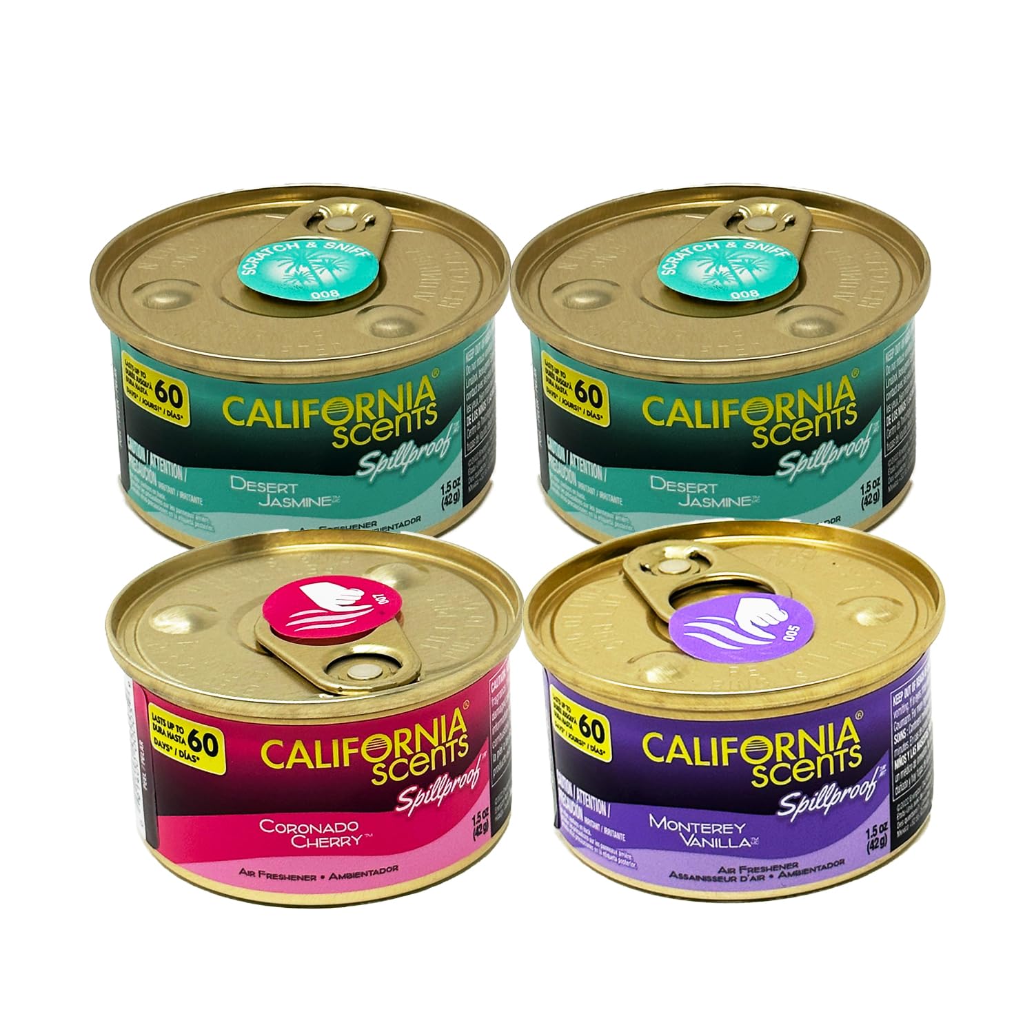 California Scents Spillproof Can Air Freshener in Desert Jasmine, Monterey Vanilla, and Coronado Cherry Scents: Best Car Air Fre