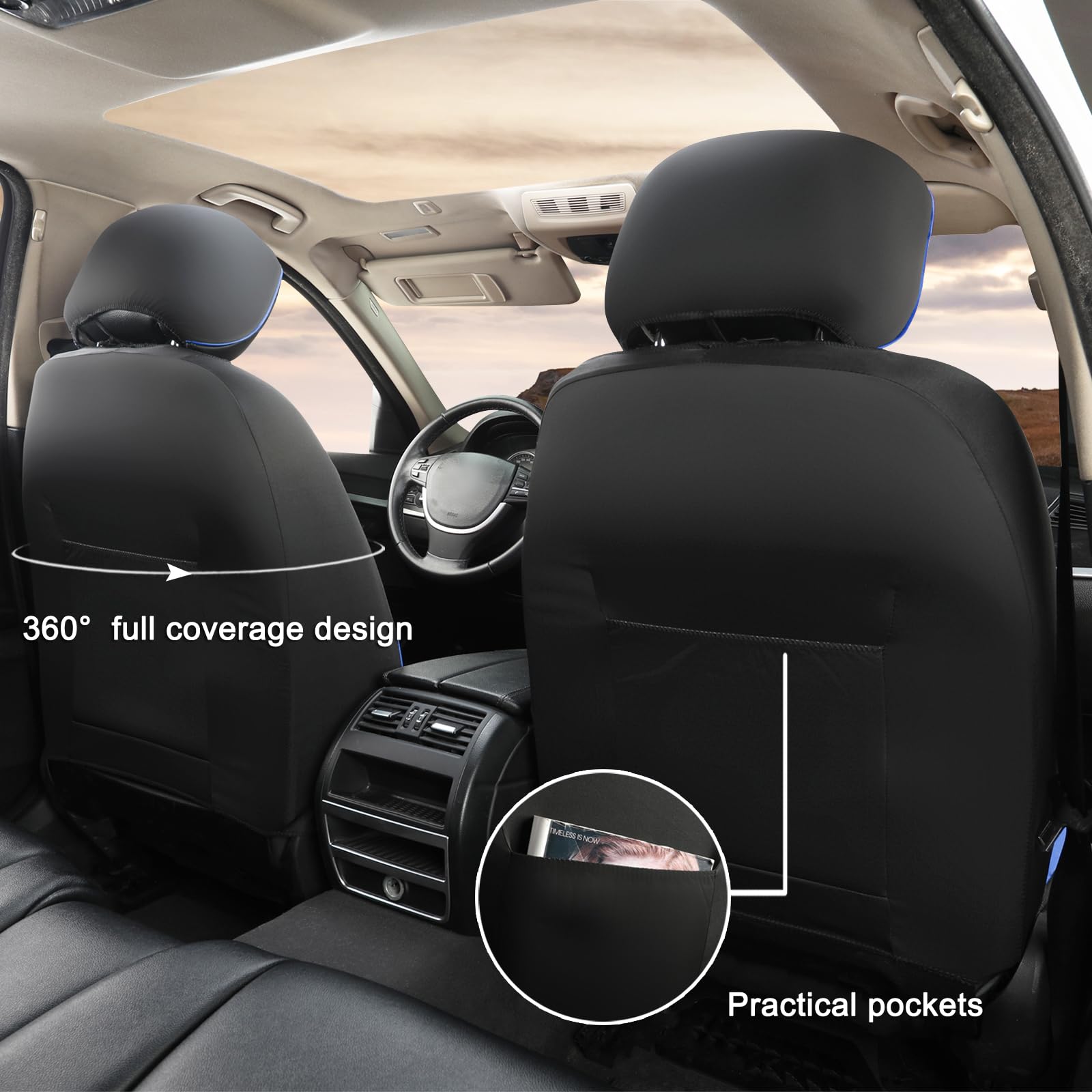 GIANT PANDA Front Car Seat Cover Custom Fit Toyota, 3D Air Mesh Car Seat Covers for Toyota Rav4 Camry Highlander Corolla Prius (
