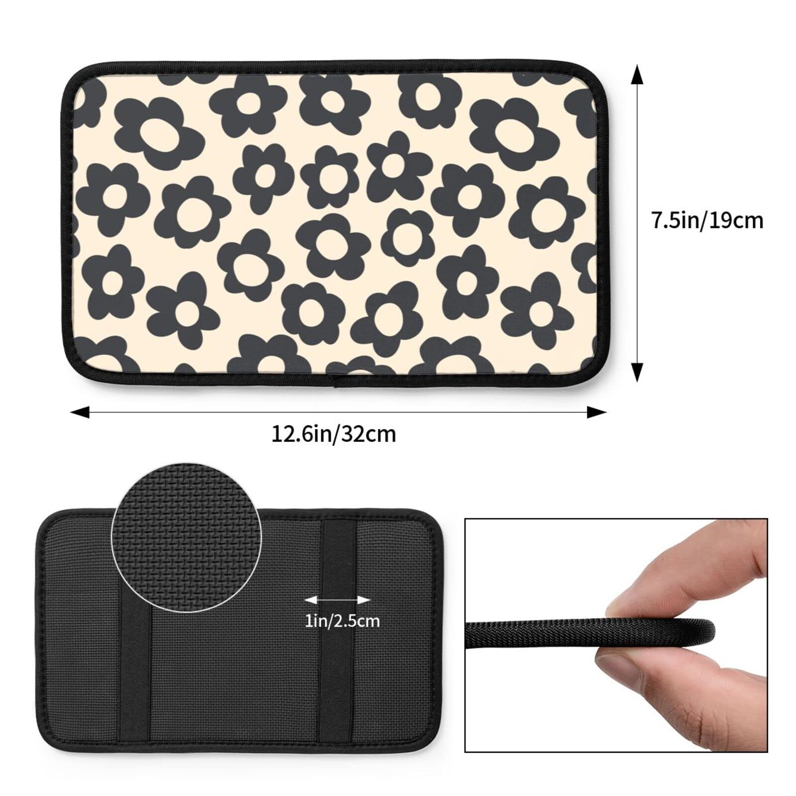 YANGDADA Vintage Groovy Flowers Auto Center Console Cover Pad Car Armrest Seat Box Cover Cushion Universal for Most Vehicle SUV