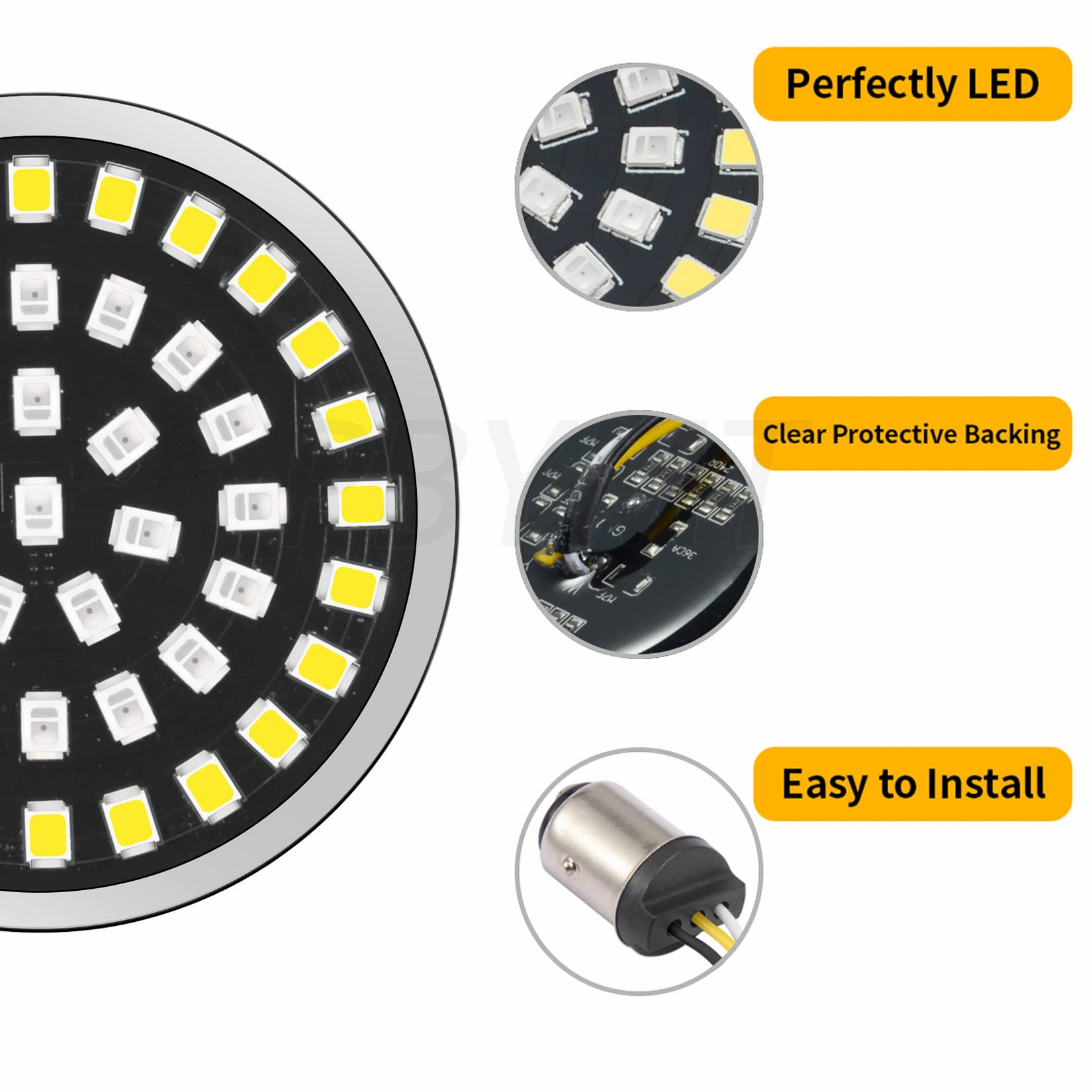 PBYMT 1157 LED Front Turn Signal Light 2'' Bullet Smoke Lens Cover Kit Compatible for Harley Davidson Dyna Softail Touring Road