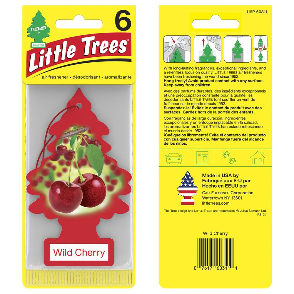 Little Trees Air Fresheners Car Air Freshener. Hanging Tree Provides Long Lasting Scent For Auto Or Home. Wild Cherry, 24 Air Fr
