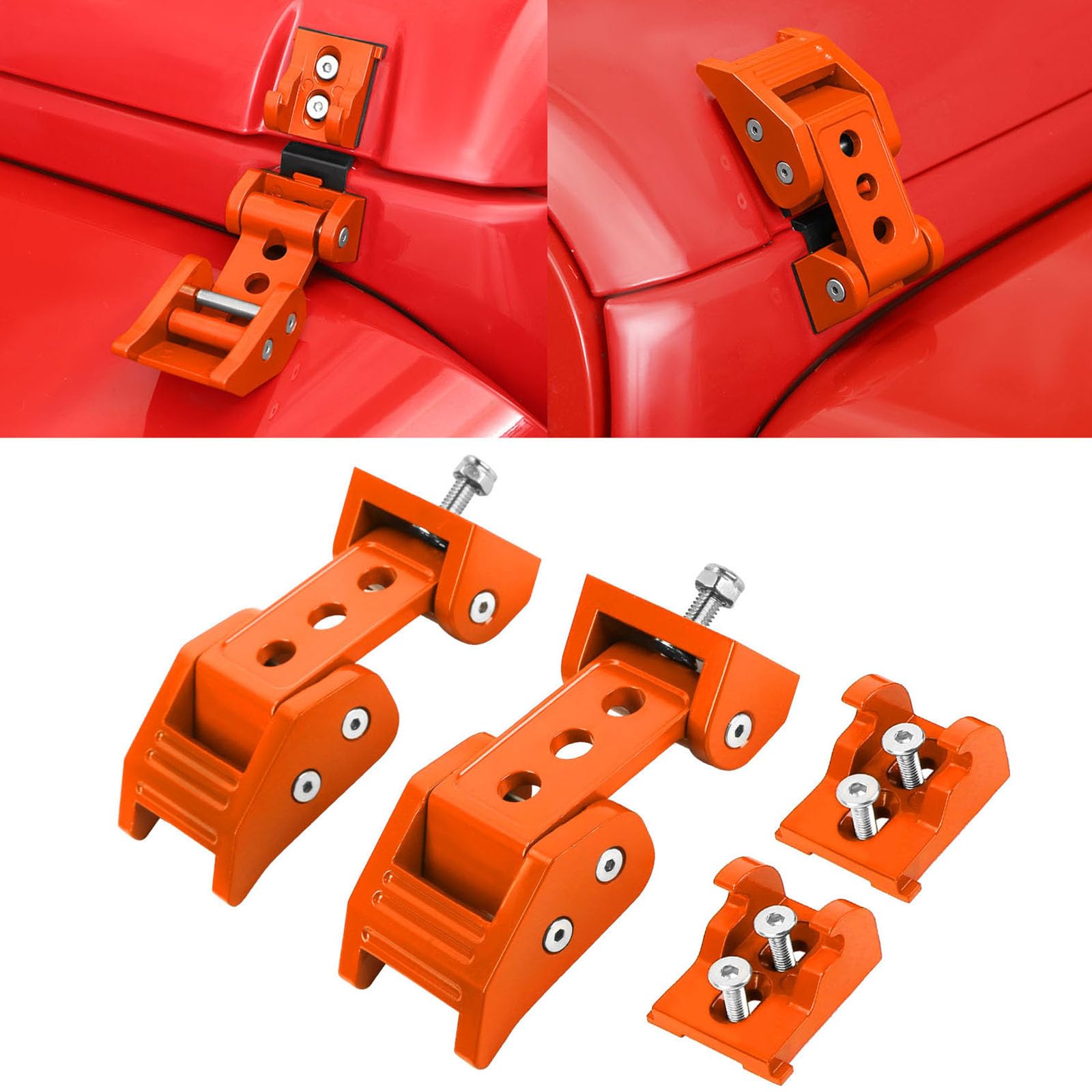 Rt-Tcz For Wrangler Hood Latches Catch Kit Compatible With 2007-2025 Jeep Wrangler Jk Jl Gladiator Jt Orange Exterior Accessorie