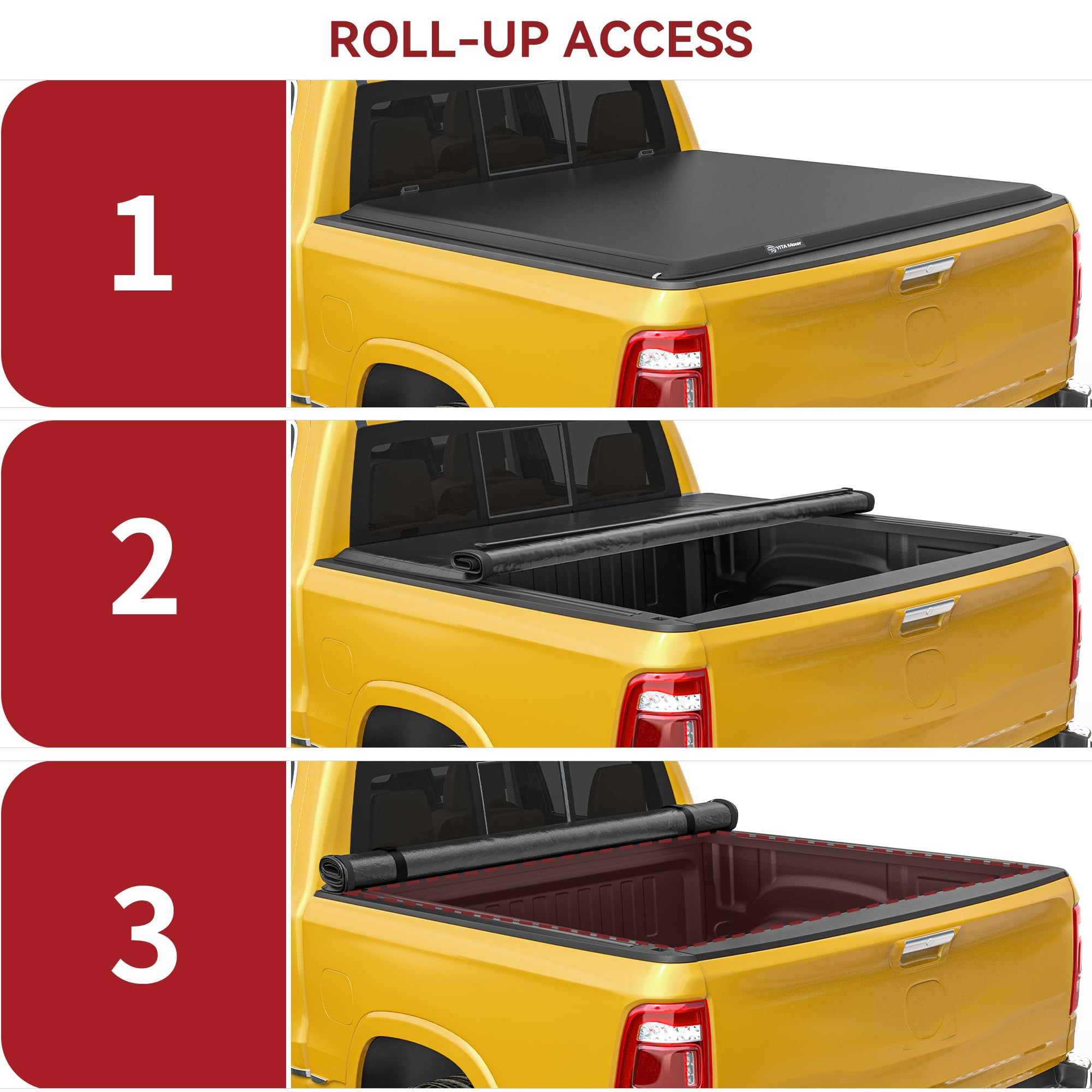 Yitamotor Soft Roll Up Truck Bed Tonneau Cover Compatible With 2015-2025 Ford F-150 5.5 Ft Bed
